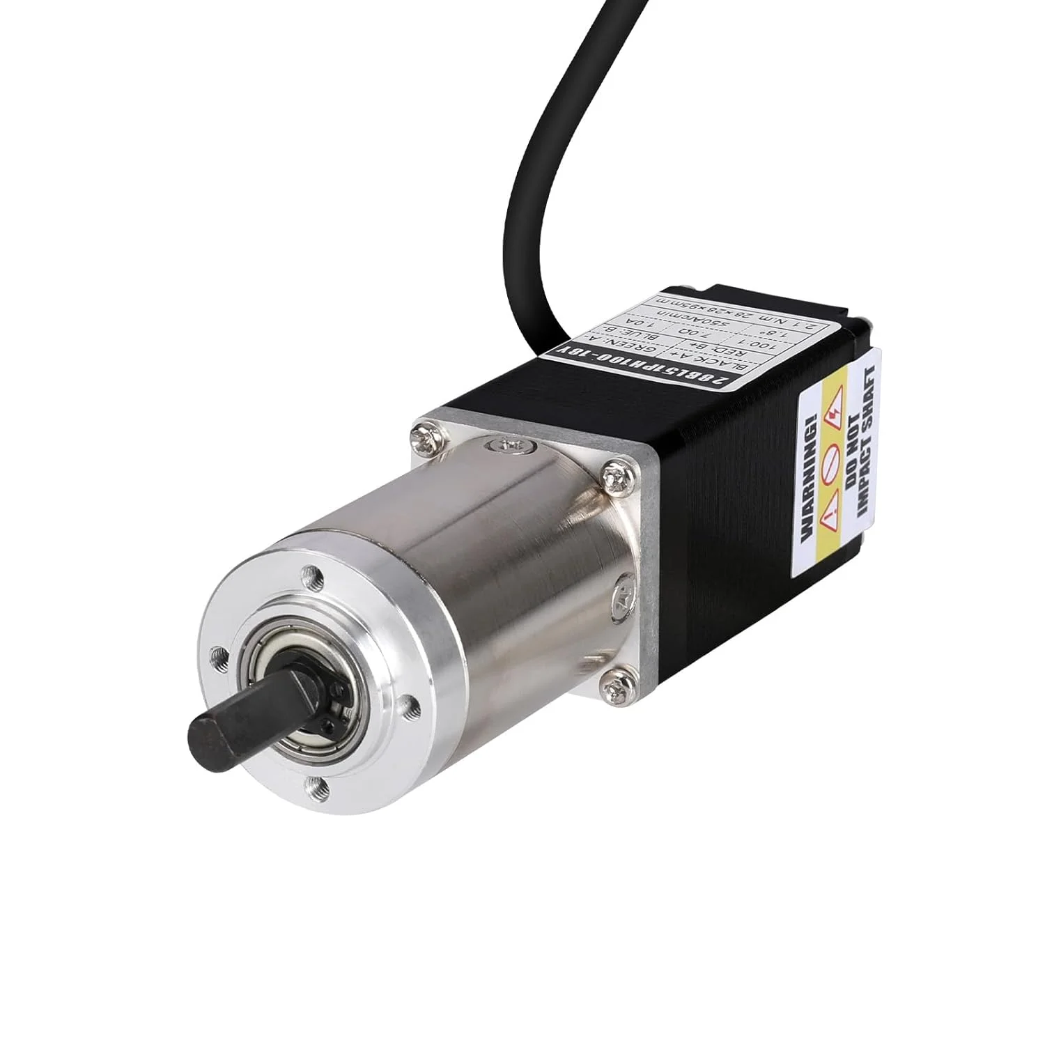 موتور پله ای Nema 11 با گیربکس سیاره ای یکپارچه با نسبت 100:1، 2 فاز، 1.8 درجه، 11Ncm (15.58oz·in)، گشتاور بالا، دوقطبی 7Ω، 1.0A، 94mm، شفت 4 سیمه 18mm φ6mm، کابل 1 متری، مناسب برای پرینتر سه بعدی DIY CNC