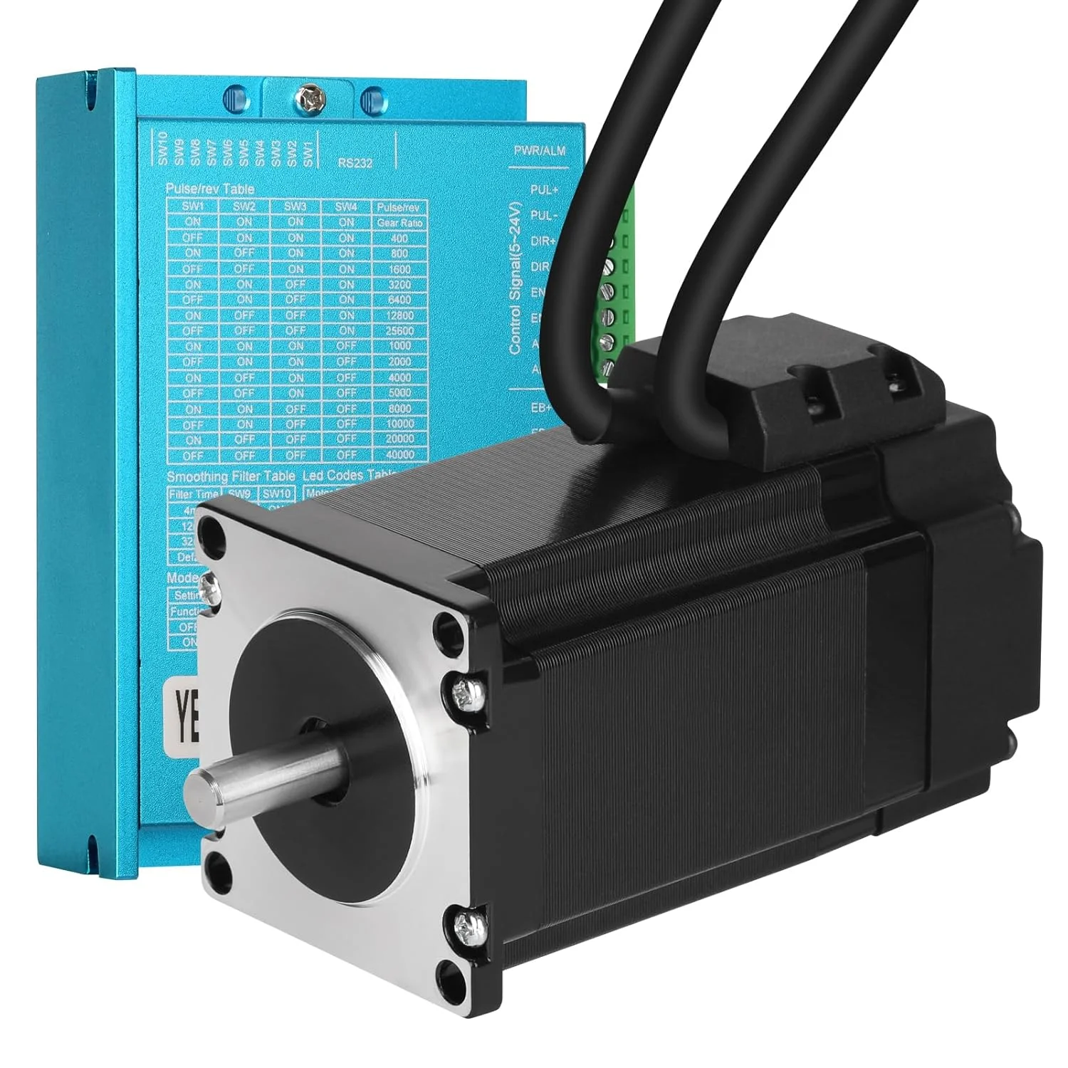 کیت موتور پله‌ای حلقه بسته Nema 23، 2.2Nm/311.5oz.in، موتورهای پله‌ای Nema23 80MM با درایور پله‌ای حلقه بسته BHA57 0-6A 24-80VDC برای دستگاه CNC فرز تراش روتر