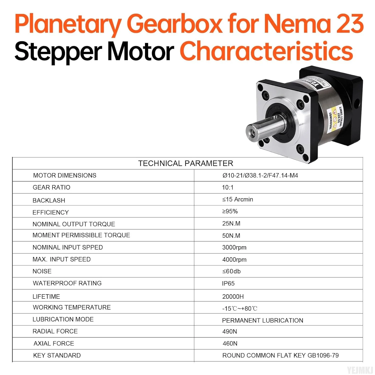 گیربکس سیاره ای با نسبت 10:1 برای موتور پله ای Nema 23، اندازه 57-67 میلی متر، لقی 20 دقیقه قوس، شفت ورودی 21 میلی متر φ10 میلی متر، کاهنده سیاره ای برای موتور پله ای 57 به همراه 4 پیچ، 2 دوشاخه، 1 کلید، مناسب برای CNC، پرینتر سه بعدی و تراش