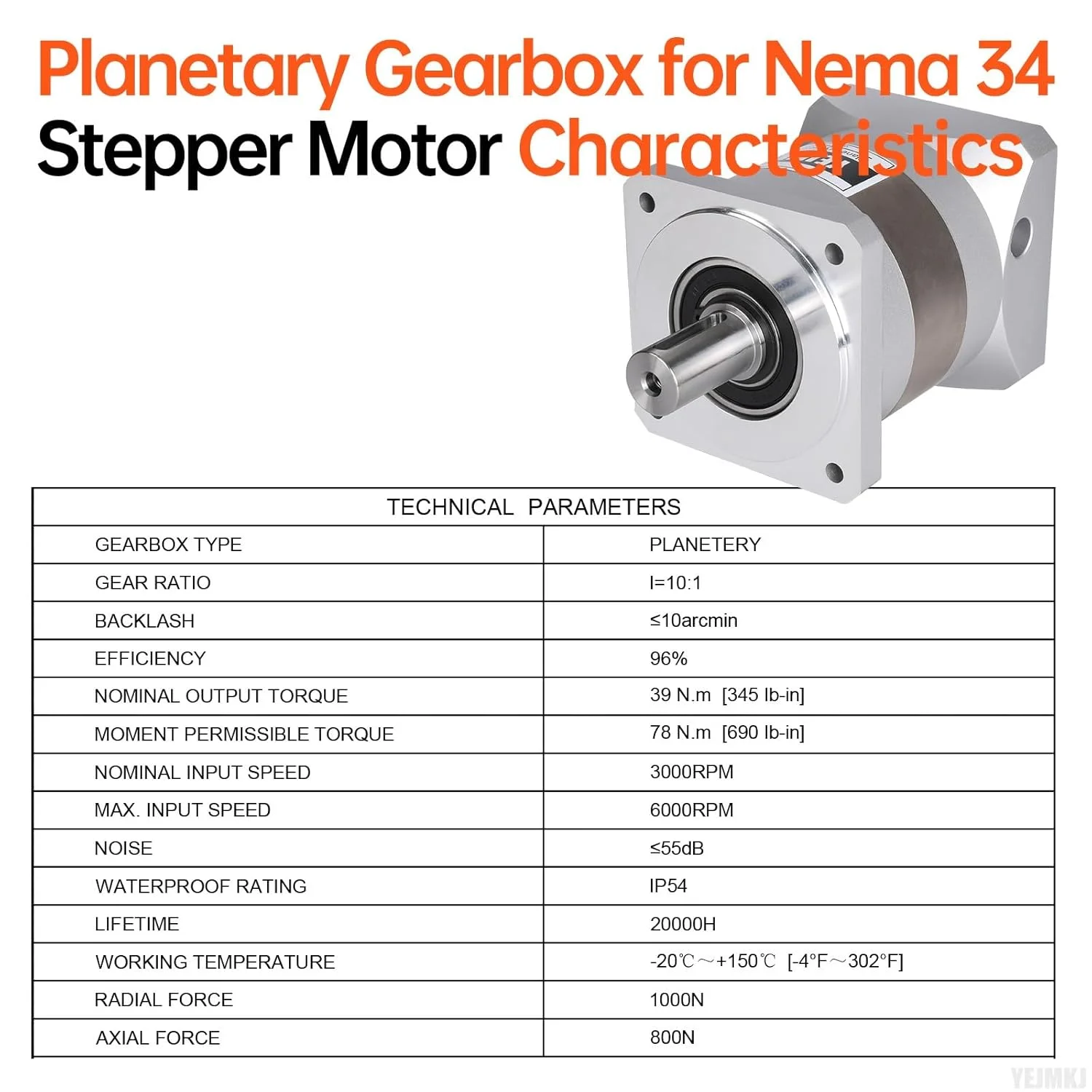 گیربکس سیاره ای با نسبت 10:1 برای موتور پله ای Nema 34، 90-110 میلی متر، لقی 10 دقیقه قوس، شفت ورودی 41.5 میلی متر φ19 میلی متر، کاهنده سیاره ای برای موتور پله ای 86 به همراه 4 پیچ، 2 دوشاخه، 1 کلید CNC پرینتر سه بعدی تراش