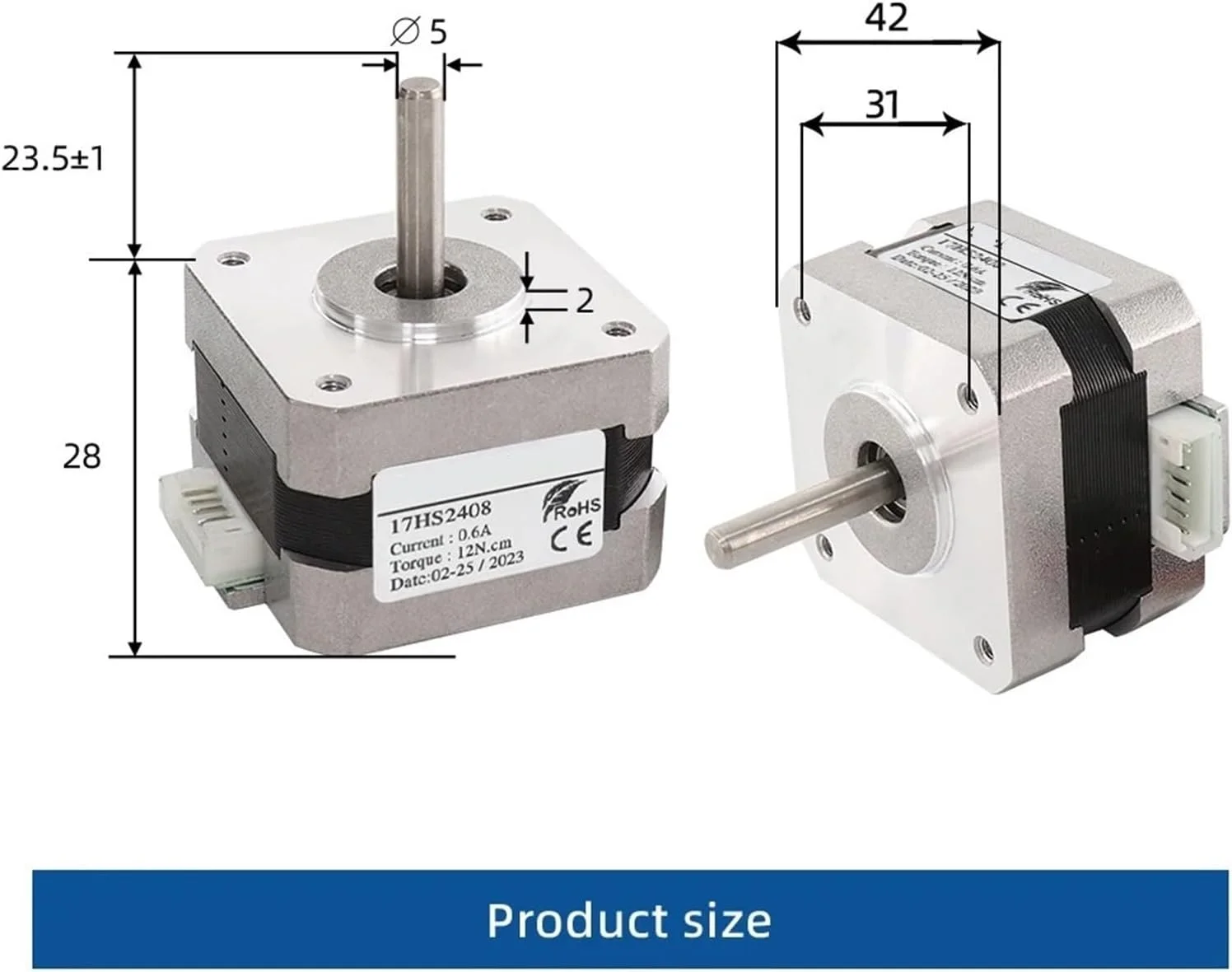 1 عدد موتور 17HS2408 با 4 سیم 42BYGH 0.6A 12N.CM و موتور پله ای پرینتر سه بعدی