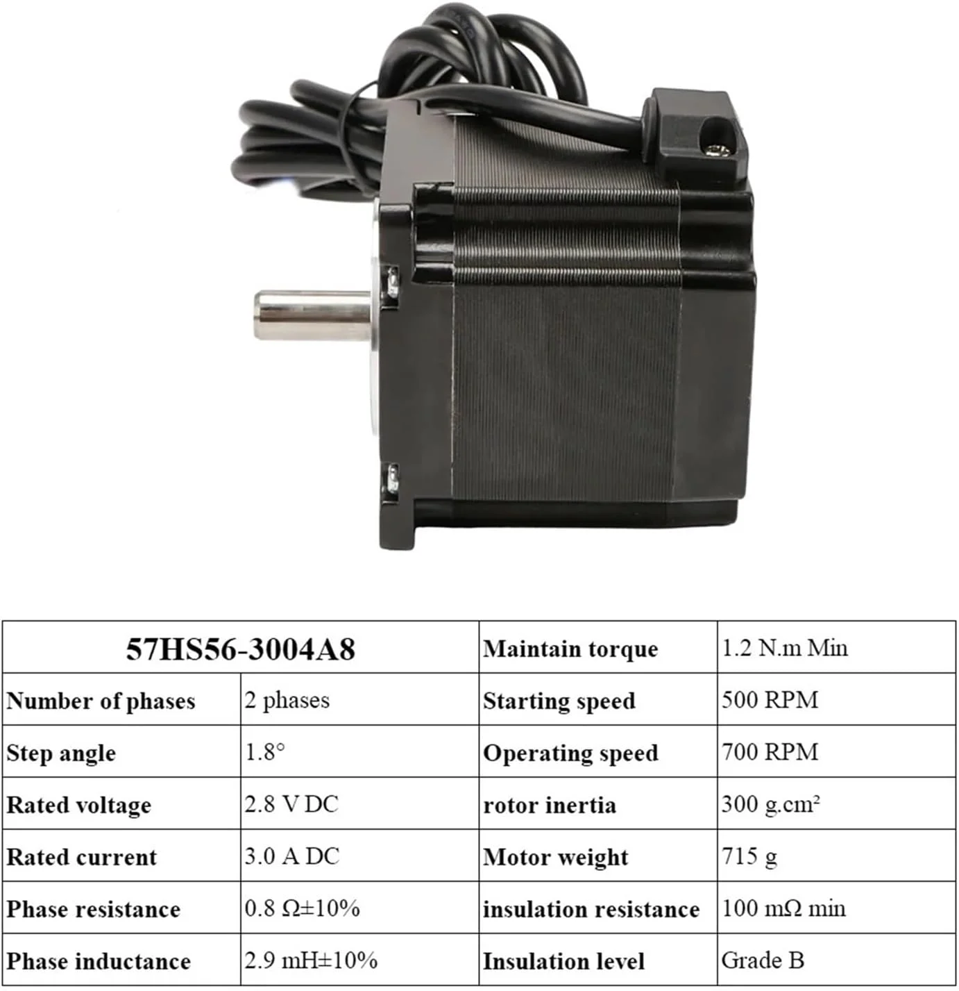 موتور پله ای Nema23 57HS56 دو فاز 4 سیم 1.2N.m 3.0A طول 56mm شفت 8mm برای تجهیزات پرینتر سه بعدی
