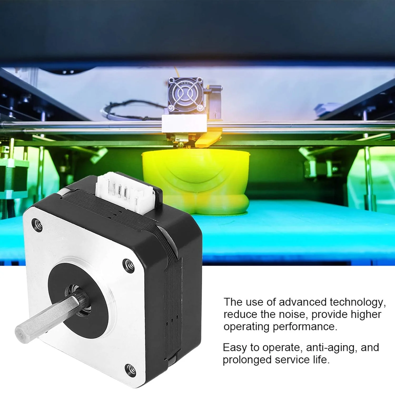 موتور پله ای 4 سیم 17 با کابل 12 ولت 0.7 آمپر جایگزین موتور اکسترودر پرینتر سه بعدی