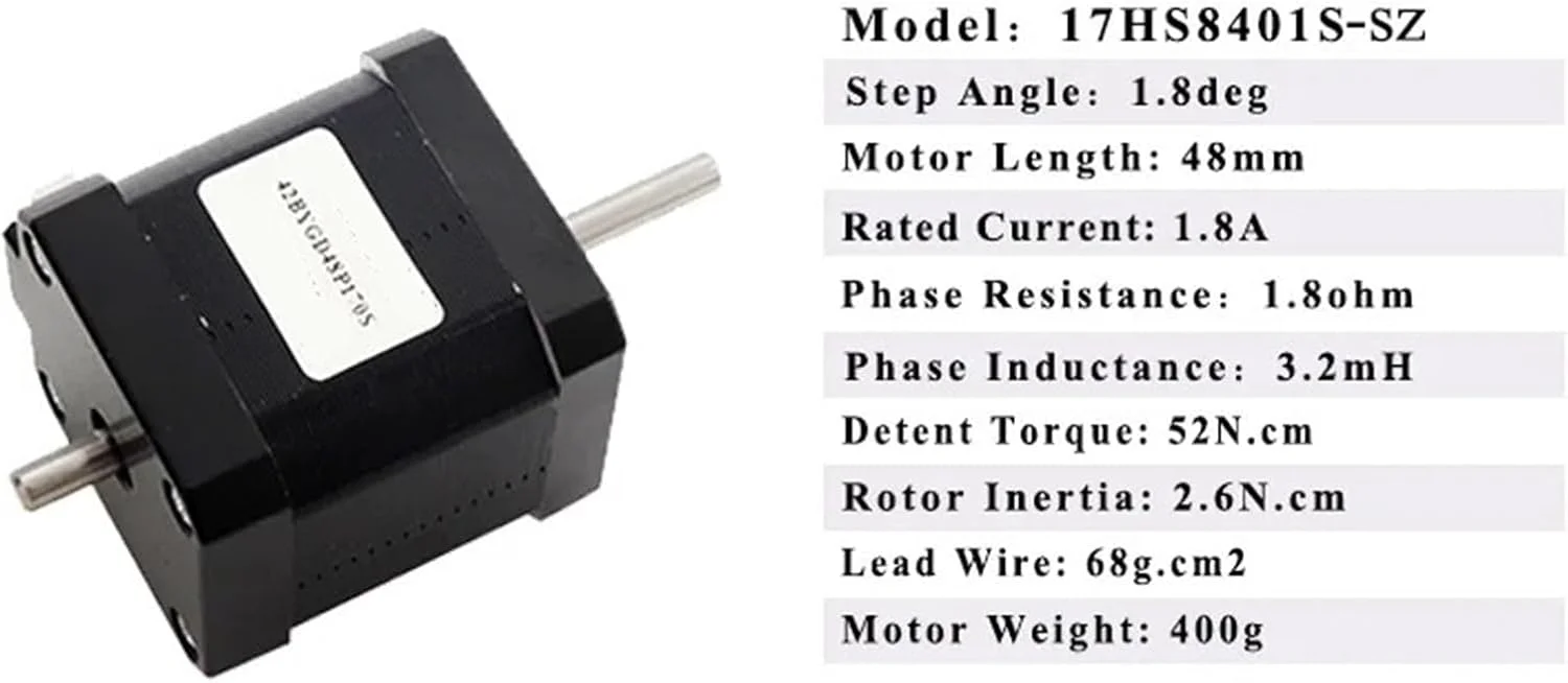 موتور پله ای Nema 17 دو شفت، موتورهای پله ای 48 میلی متری 17HS8401S 1.8A برای ربات و موتور چاپگر سه بعدی موتور پله ای Nema 17 دو شفت، موتورهای پله ای 48 میلی متری 17HS8401S 1.8A برای ربات و موتور چاپگر سه بعدی
