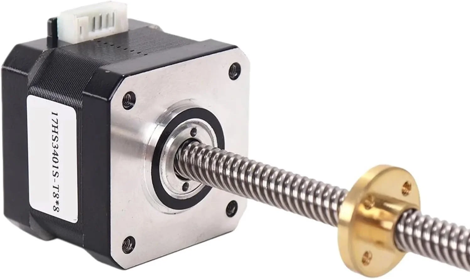 موتور پله ای Nema17 با پیچ سربی T8 به طول 300 میلی متر محور Z 1.8 درجه 17HS3401S-T8 1.3A 28N.CM برای پرینتر سه بعدی (17HS3401S-T8x4-300mm)