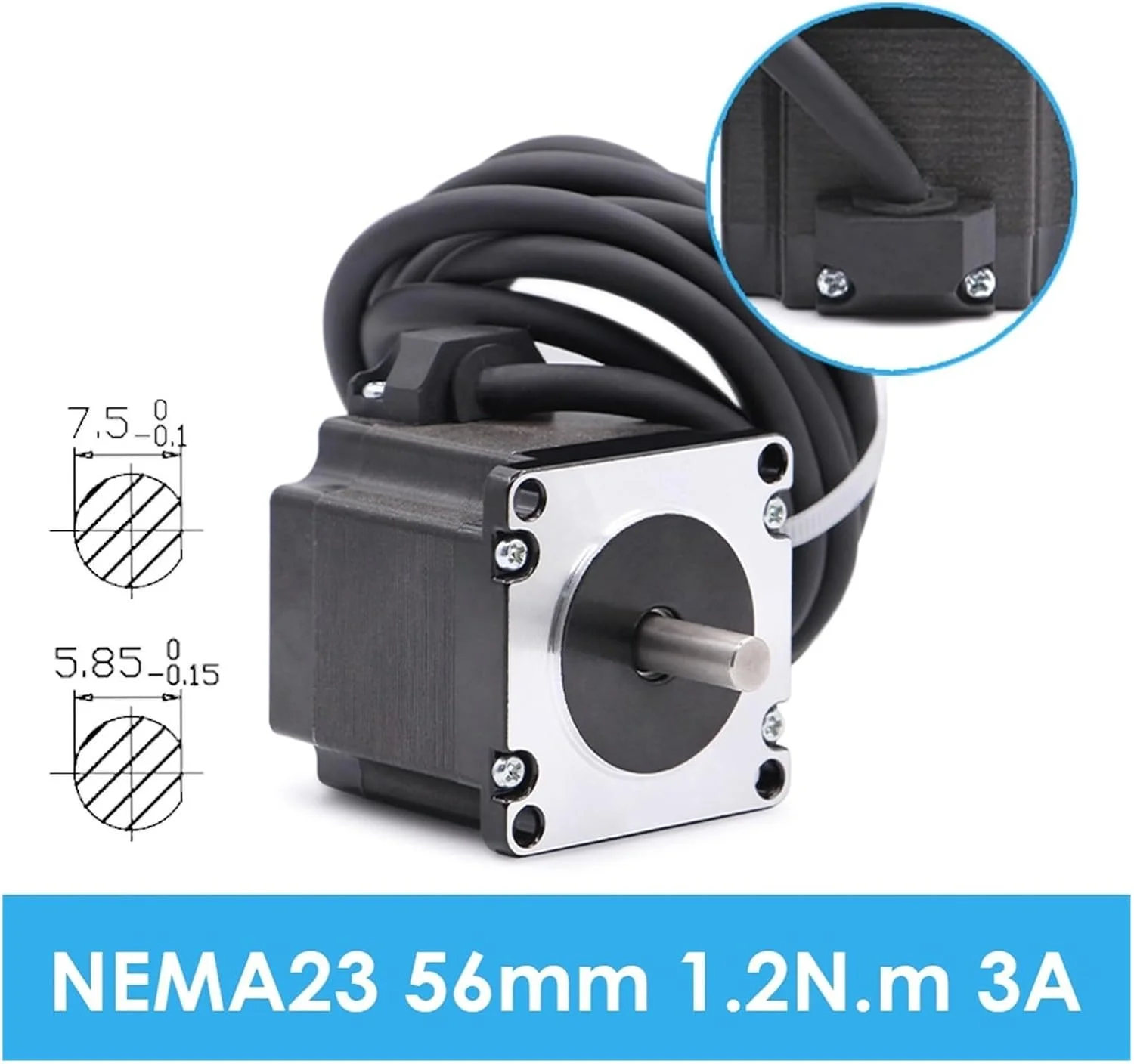 موتور پله ای NEMA23 مدل 57 * 56 با 4 سیم، 3.0 آمپر، 1.2 نیوتن متر، NEMA 23 برای دستگاه فرز حکاکی و پرینتر سه بعدی (8 میلی متر)
