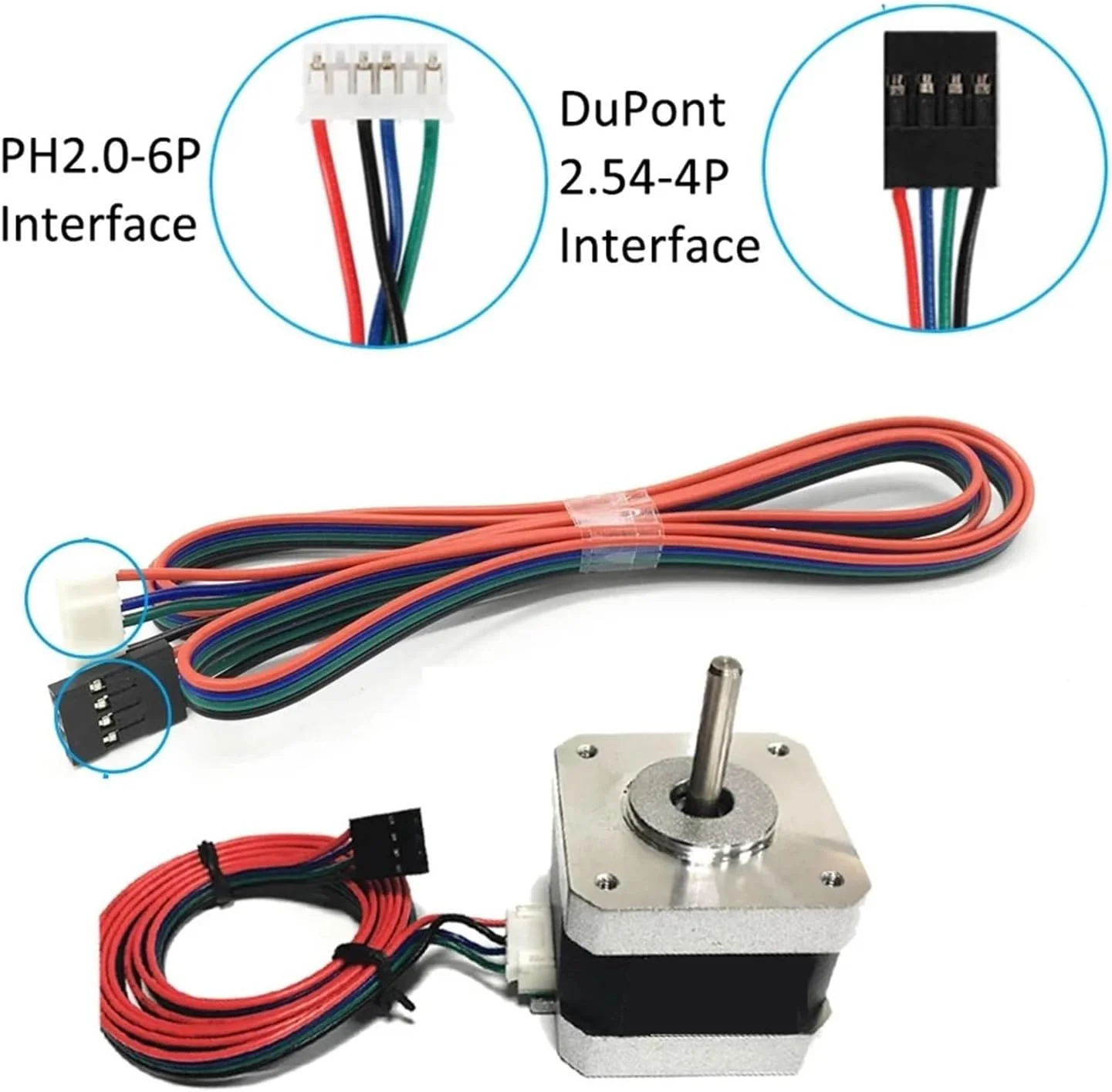 موتور پله ای Nema17، فلنج 42 میلی متری، 42N.cm، 4 سیم، 1.5 آمپر، موتور پله ای 2 فاز Nema 17 برای کیت دستگاه حکاکی پرینتر سه بعدی (1 عدد Nema17 (0.42Nm))