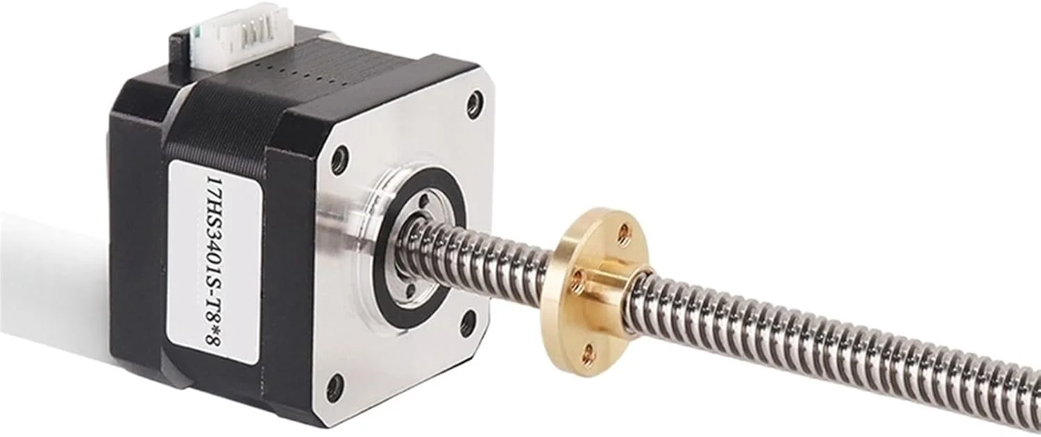 موتور پله ای Nema17 با پیچ سربی 8 میلی متری 1.3 آمپر 28N.CM 34 میلی متری 17HS3401S-T8*8 300 میلی متری برای محور Z موتور چاپگر سه بعدی (17HS3401S-T8-100MM، لید 8 میلی متر)