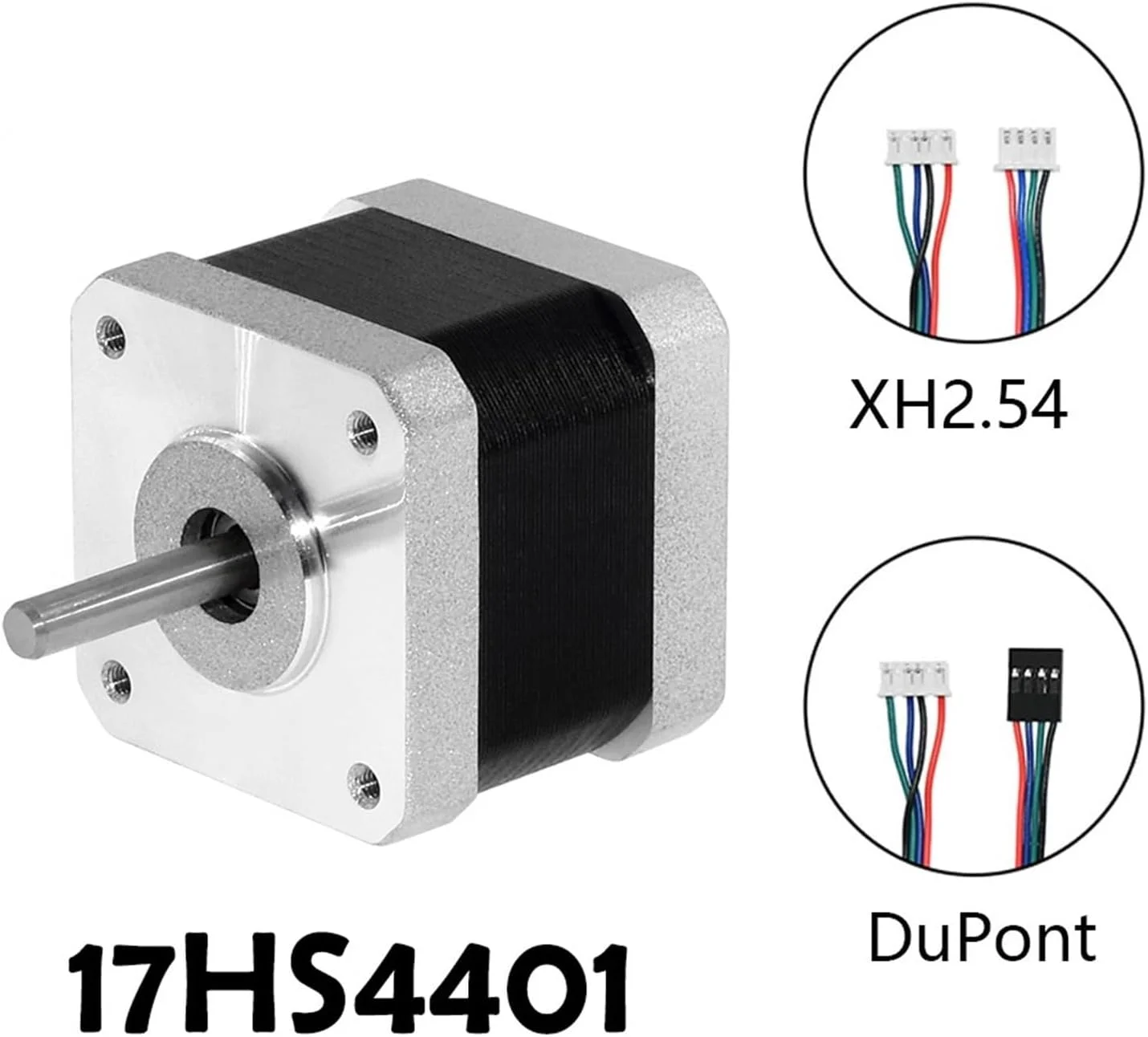 موتور پله ای Nema 17 مدل 42 با 4 سیم مدل 17HS4401 NEMA17 42BYGH 1.5A به همراه سیم Dupont برای قطعات پرینتر سه بعدی (2 عدد، 17HS4401S)