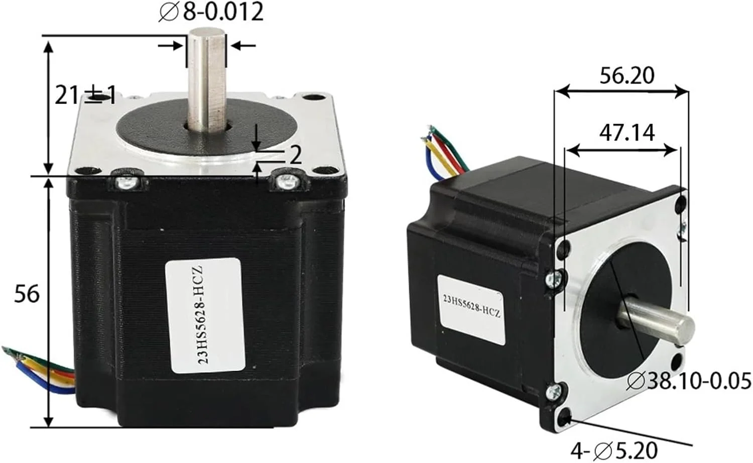 موتور پله ای 1.8 درجه 23HS5628-HCZ با 4 سیم Nema 17، 2 فاز، 23HS5628-HCZ، 1.7 آمپر، گشتاور 0.7 نیوتن متر برای پرینتر سه بعدی 12 ولت