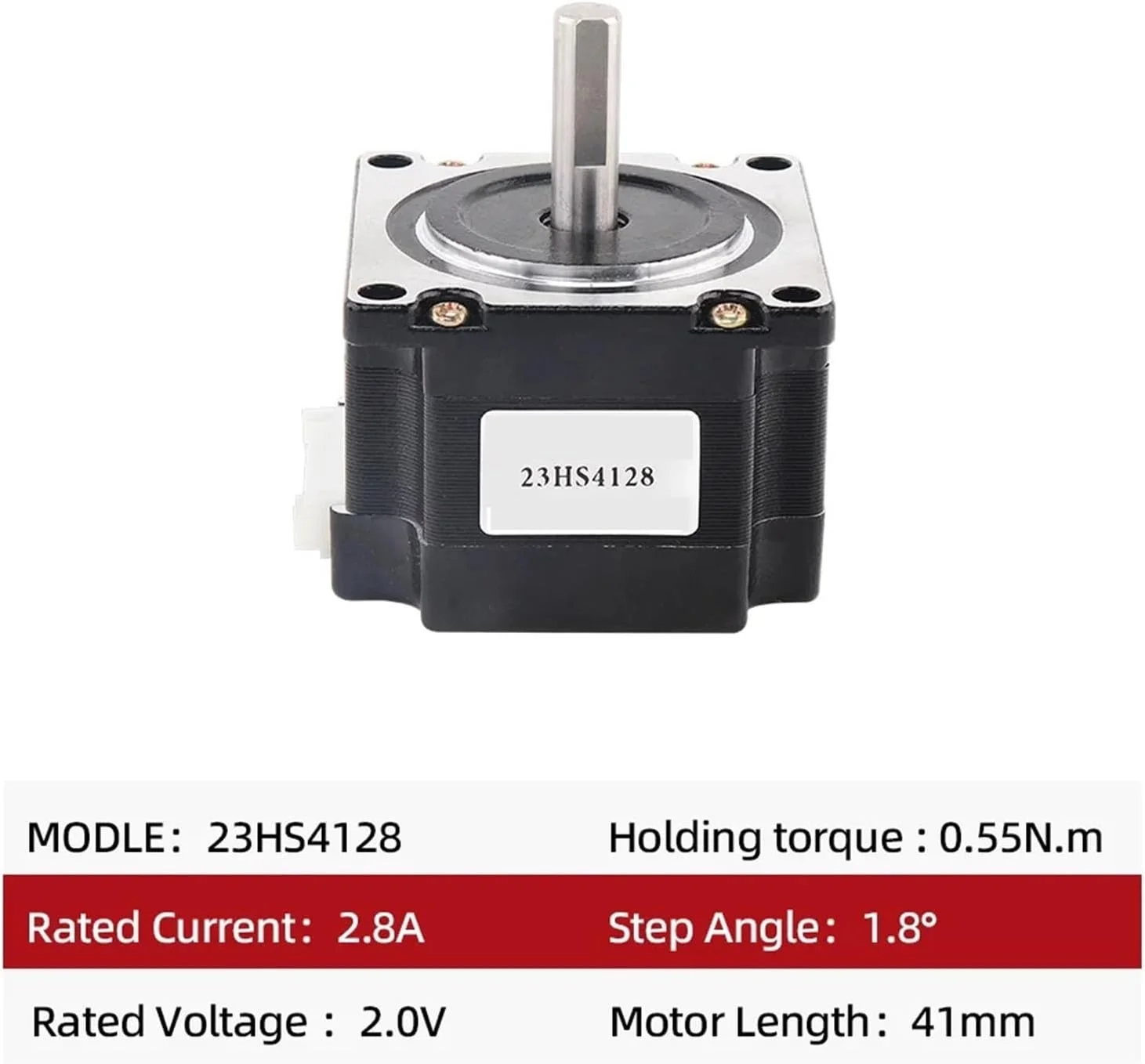 موتور پله ای Nema 23، 41 میلی متر، 2.8 آمپر، 55N.CM، موتور 23HS4128، موتور پله ای 24 ولت برای دستگاه چاپگر سه بعدی