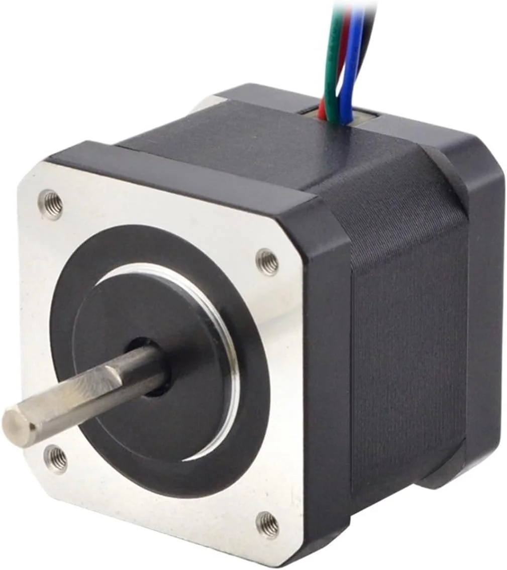 موتور پله ای Nema 17 با زاویه گام 0.9 درجه، گشتاور 32Ncm، جریان 1.68A، 4 سیم، طول 39mm، مناسب برای موتورهای XYZ پرینتر سه بعدی
