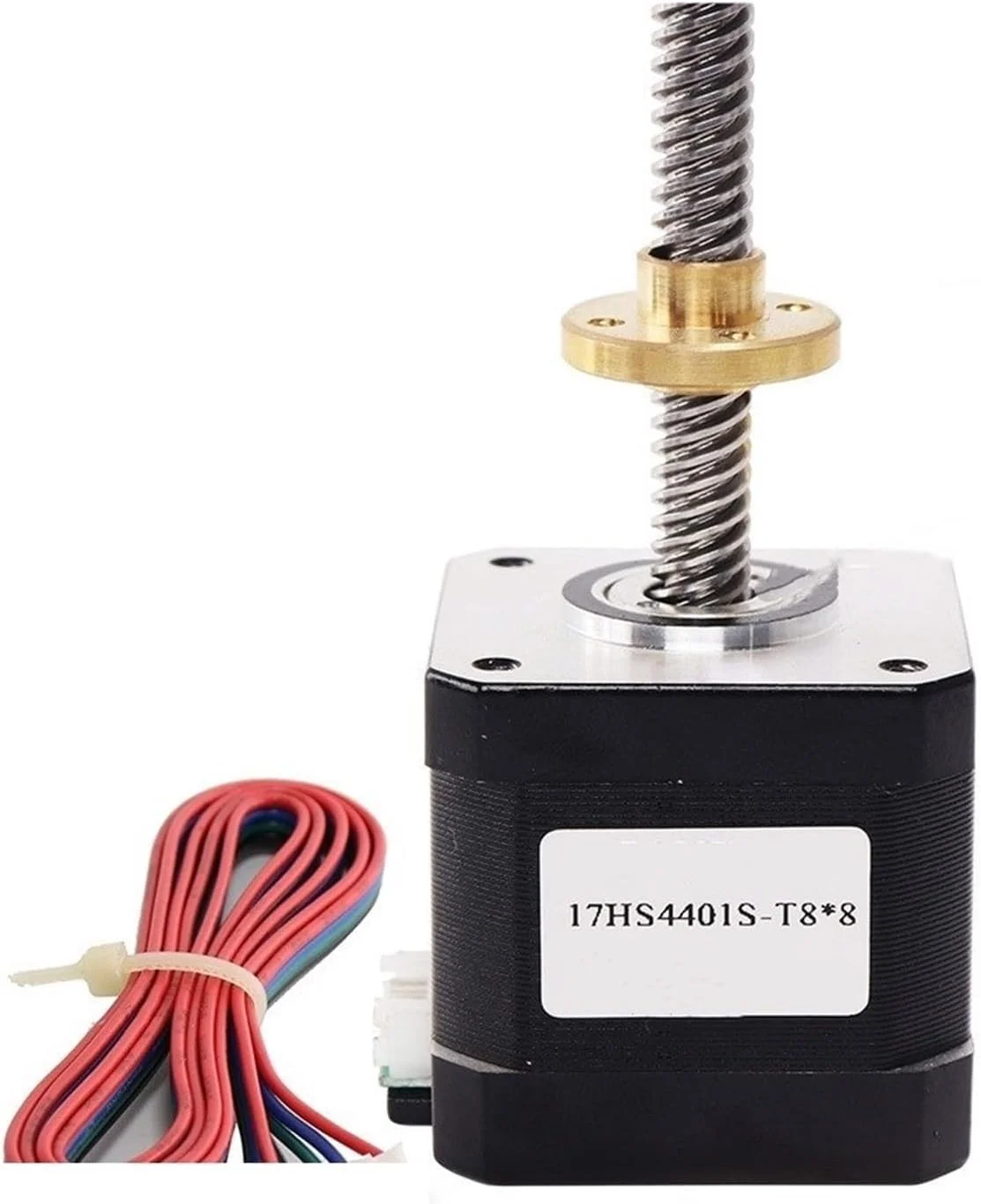 موتور پله ای Nema17 17HS4401S-T8 با پیچ سربی T8 با گام 2/4/8 میلی متر، طول 300 میلی متر، موتور 42، موتور پرینتر سه بعدی 42BYGH با پیچ برای پرینتر سه بعدی. (17HS4401S-T8x2-300mm)