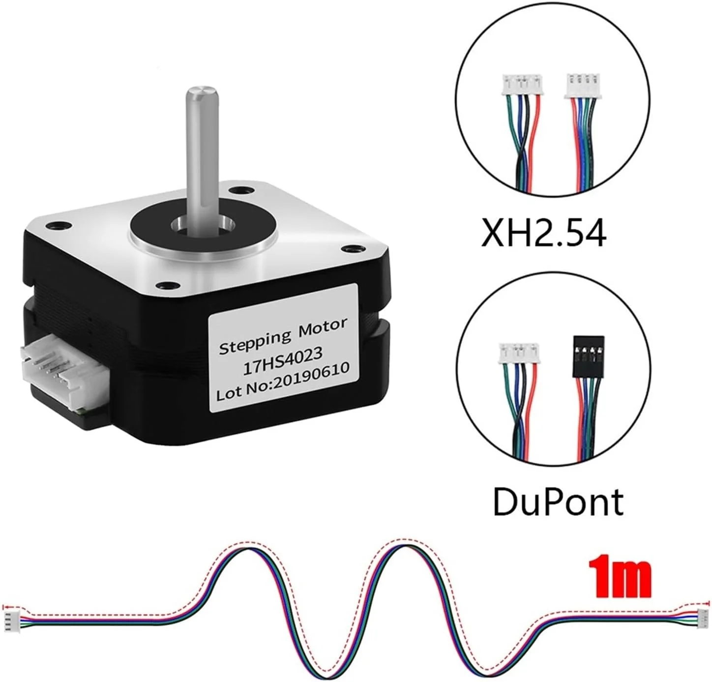 موتور پله ای Nema17 17HS4023 برای اکسترودر تیتان، 4 سیم، موتور Nema 42، موتور پرینتر سه بعدی 12 ولت/24 ولت برای اکسترودر، قطعات پرینتر سه بعدی (همراه با XH2.54، 2 عدد)