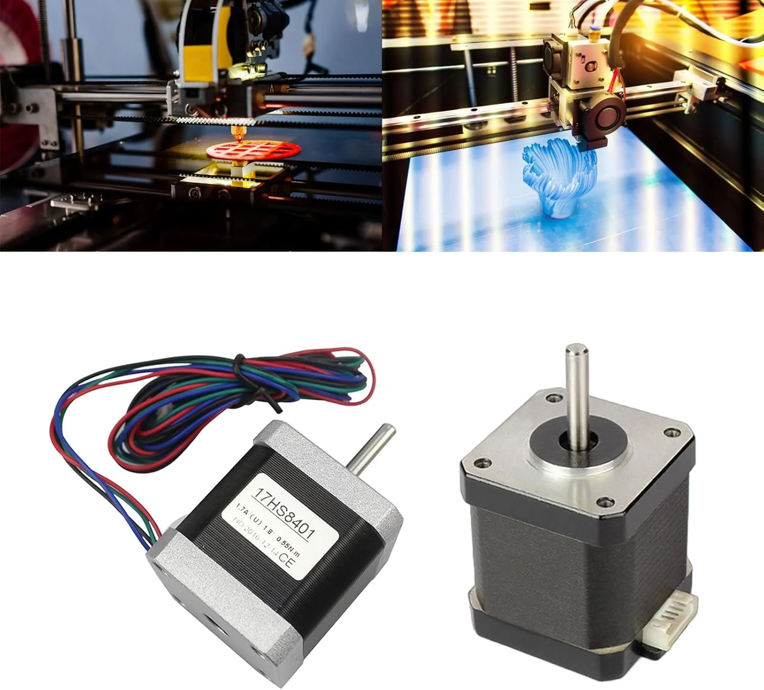 موتور پله ای 42 با ارتفاع 48 میلی متر، موتور مربعی 17HS8401 به همراه کابل، موتور هیبریدی 4 سیمه 2 فاز، قطعه پرینتر سه بعدی
