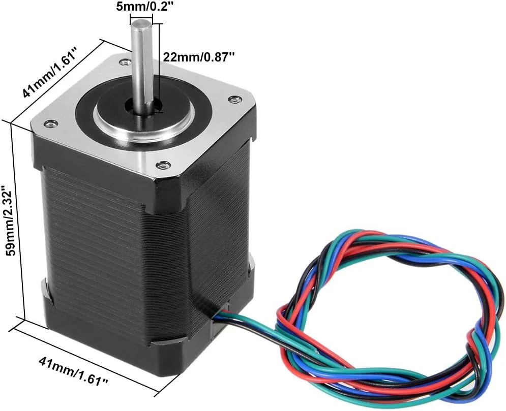 موتور پله‌ای هیبریدی دو فاز Nema 17، گشتاور 75N.cm، بدنه 63 میلی‌متری، 4 آمپر، 4 سیم، مناسب برای پرینتر سه بعدی و CNC