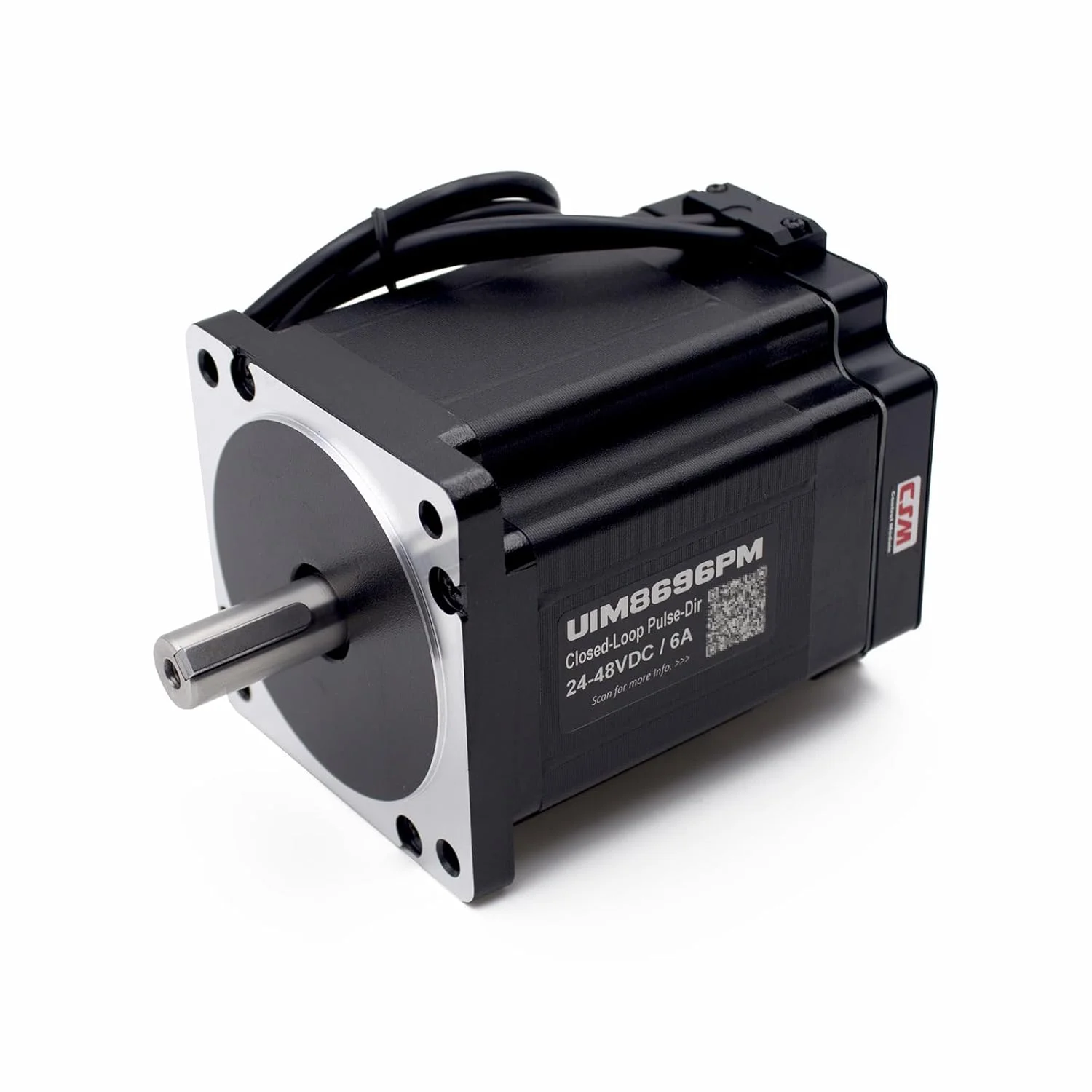 موتور پله‌ای حلقه بسته یکپارچه NEMA 34، رابط کنترل پالس-جهت، رمزگذار و کنترلر و درایور حرکتی داخلی، برای CNC، پرینتر سه بعدی، حداکثر 6.5 نیوتن متر، 6 آمپر، 24-48 ولت DC (UIM8696PM)