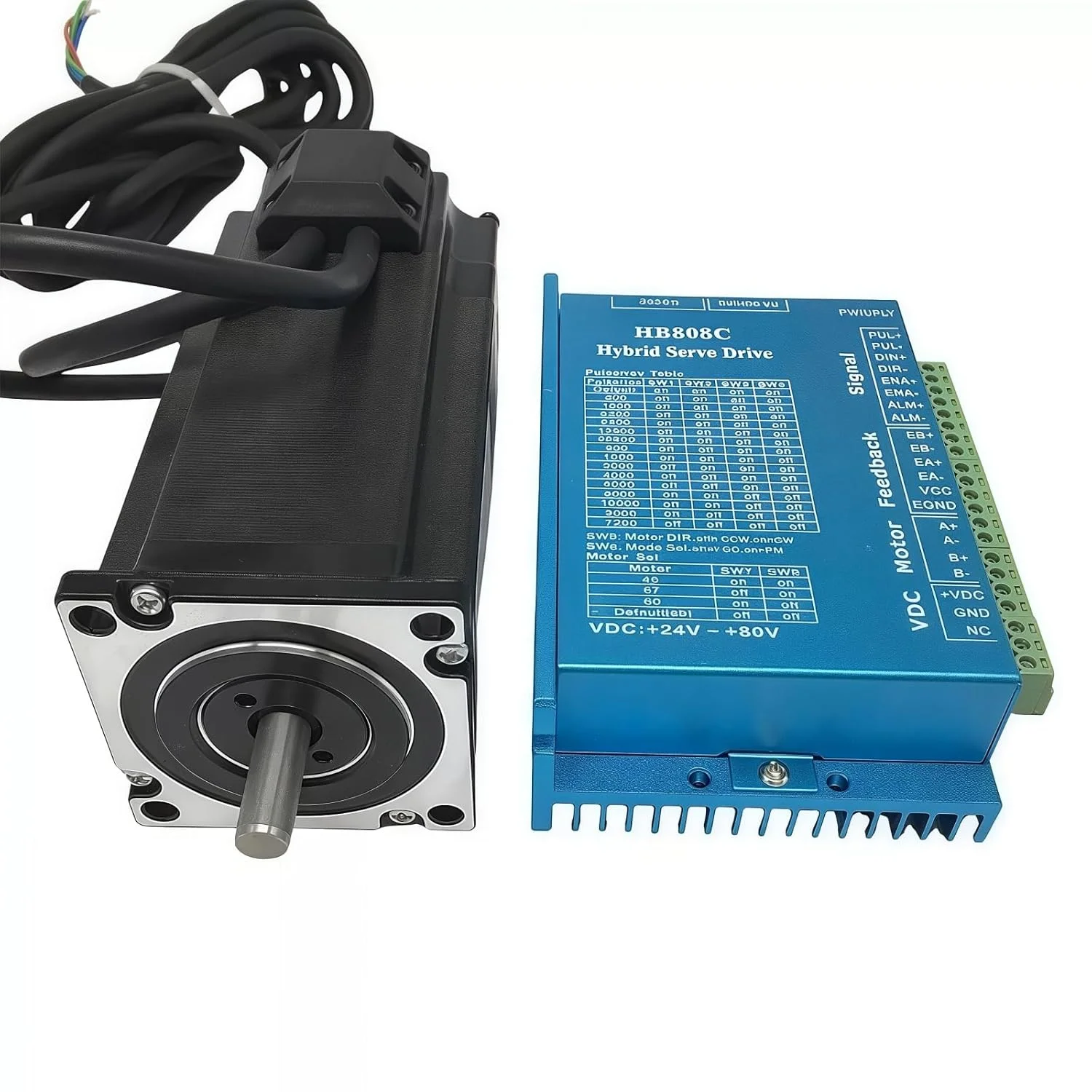 کیت موتور پله‌ای حلقه بسته Nema 23 57mm DSP Easy Servo 3 نیوتن متر / 428 اونس اینچ انکودر 1000 خط موتور پله‌ای شفت 8mm 4.2A 1000rpm، درایور پله‌ای 24-80V DC، کیت موتور CNC تک محور DC