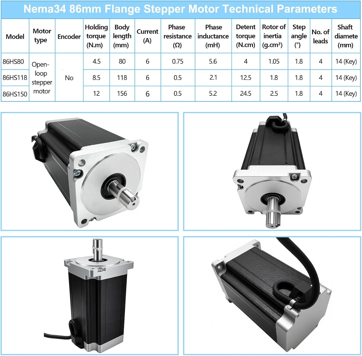 کیت کنترلر CNC سه محور با استپ موتور Nema 34 86mm، 12Nm، شفت 14mm، بدنه 150mm، درایور استپ موتور، منبع تغذیه 400W 60V، کارت کنترل CNC USB Mach3