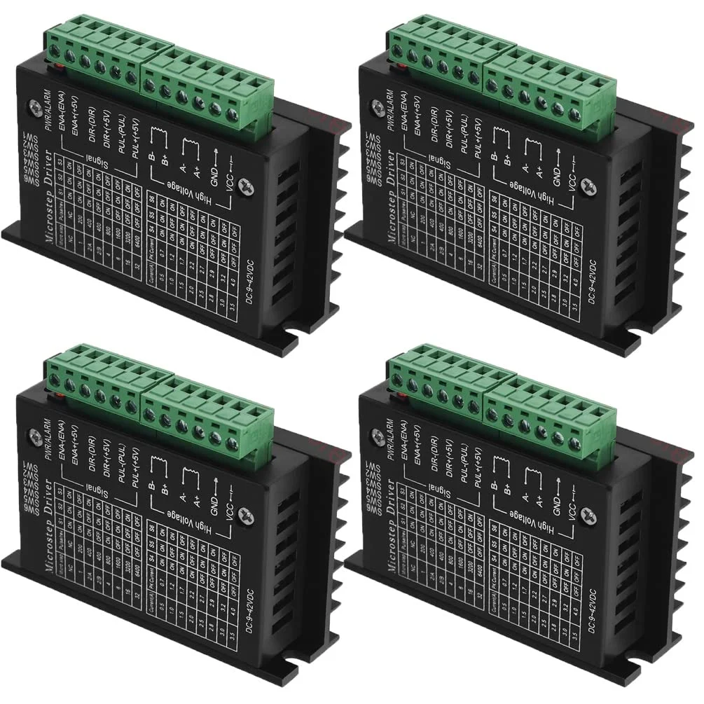 درایور موتور پله ای TB6600 4A 9-42V CNC، درایور موتور پله ای تک محوره دو فاز هیبریدی برای CNC (بسته 4 عددی)