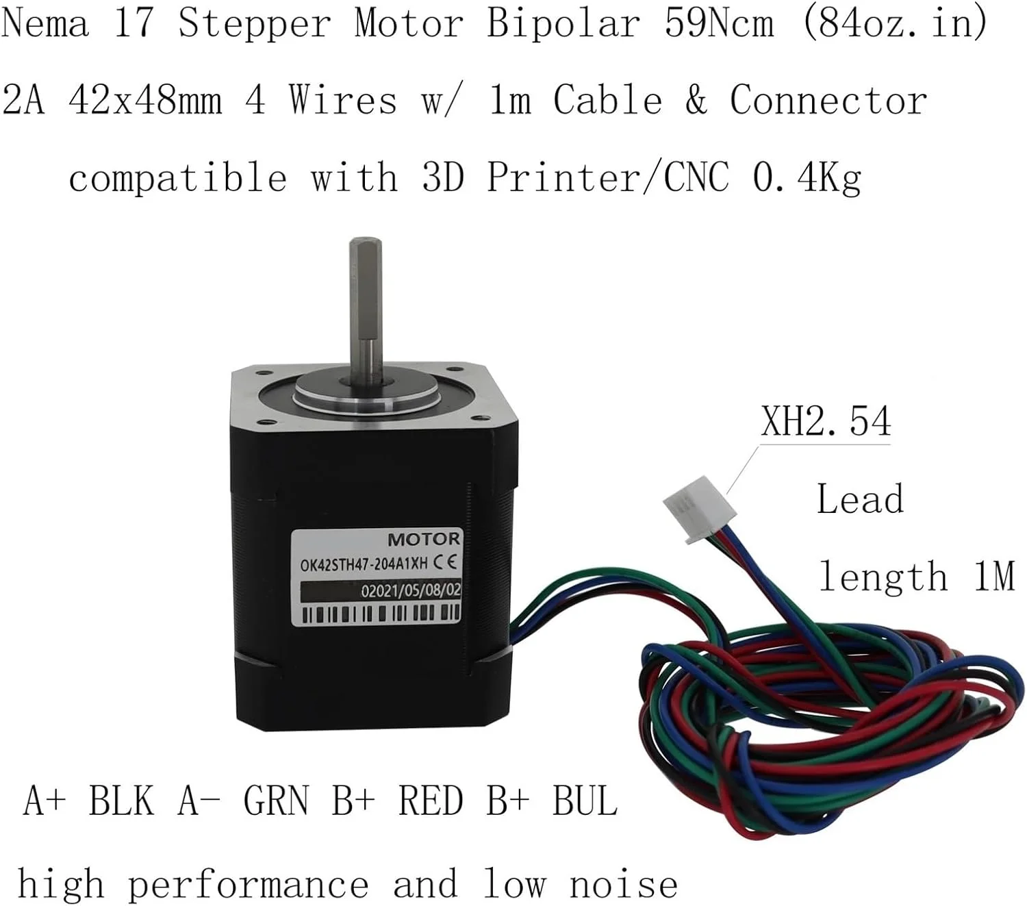 موتور پله ای 17 SUOFEILAIMU، یک عدد، برای پرینتر سه بعدی، 2 آمپر، 0.59 نیوتن متر، لوازم جانبی پرینتر، 42x48 میلی متر، موتور پله ای 4 سیم موتور پله ای 17 SUOFEILAIMU، یک عدد، برای پرینتر سه بعدی، 2 آمپر، 0.59 نیوتن متر، لوازم جانبی پرینتر، 42x48 میلی متر، موتور پله ای 4 سیم