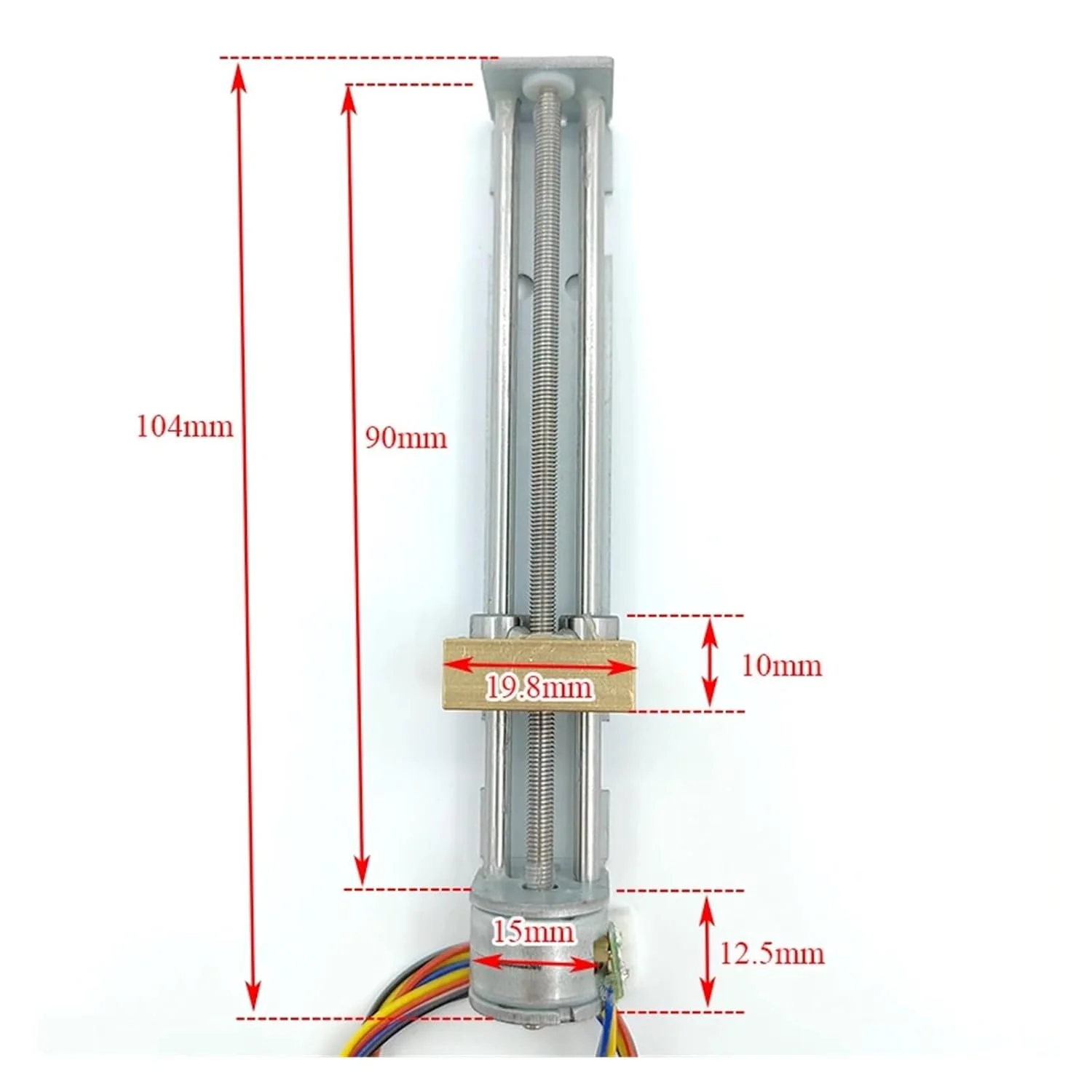 استارتر الکترونیکی پله‌ای لغزنده خطی 15 میلی‌متری با بلوک متحرک مهره فلزی، استارتر الکترونیکی استپر 2 فاز 4 سیمه، میله پیچ بلند، موتور پرینتر سه بعدی DIY