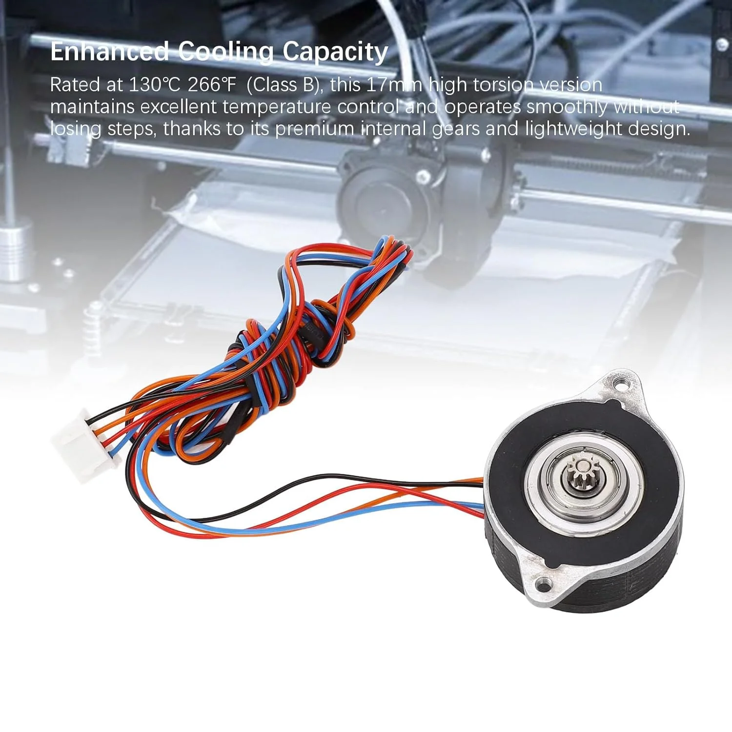 موتور پله ای 10T 36 میلی متری با پیچش بالا برای پرینتر سه بعدی، موتور پله ای 1.8 درجه 2 فاز، 1.9 ولت DC 1 آمپر، جنس استیل ضد زنگ