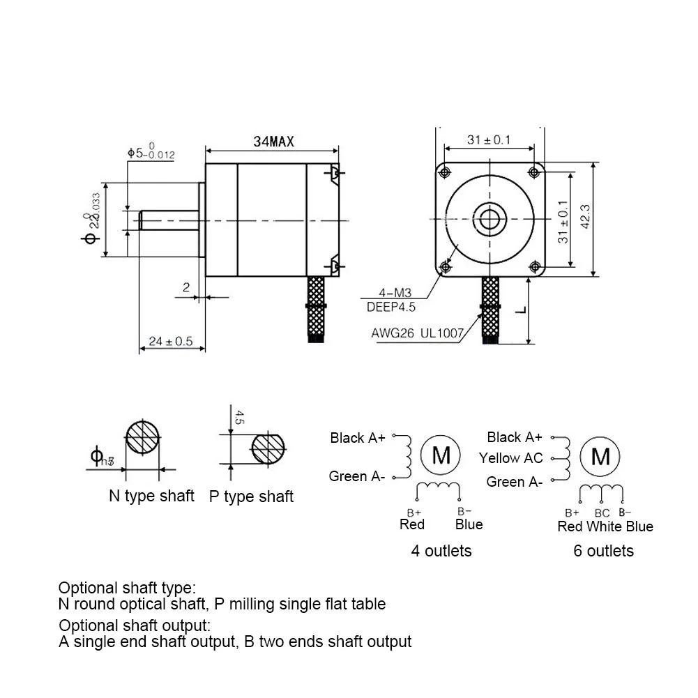 موتور پله ای 12 ولت LiebeWH استیل ضد زنگ 4 سیمه دو قطبی لوازم جانبی چاپگر سه بعدی ارتفاع موتور 4 سانتی متر, LiebeWHbsqyzempw9