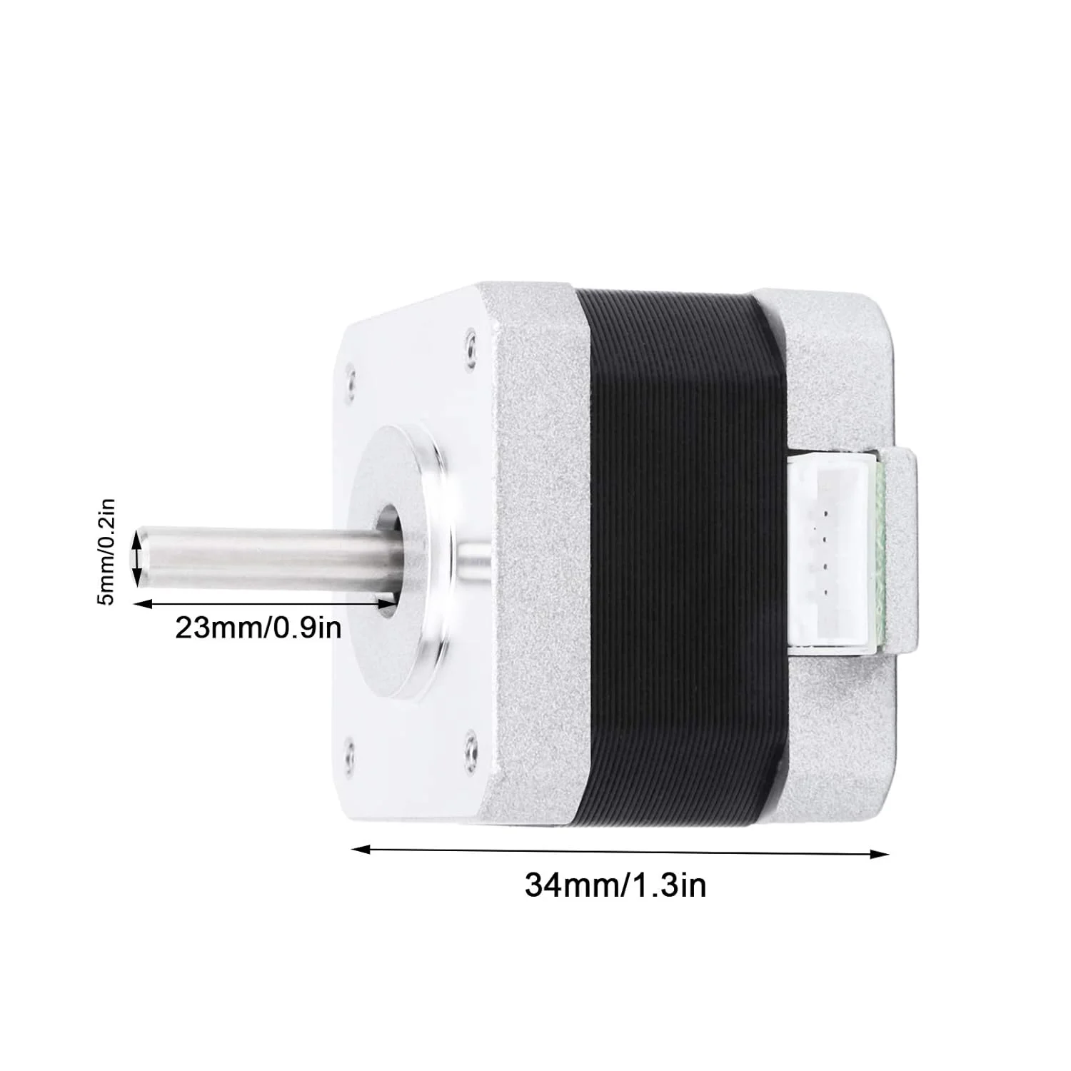 موتور پله ای 42، 1.8 درجه، 2 فاز، گشتاور بالا، 1.2 آمپر، 0.3 نیوتن متر، موتور دقیق برای پرینترهای سه بعدی و دستگاه های CNC، ساختار فولادی، ارتفاع 34 میلی متر با شفت نوع D، بسته 2 عددی