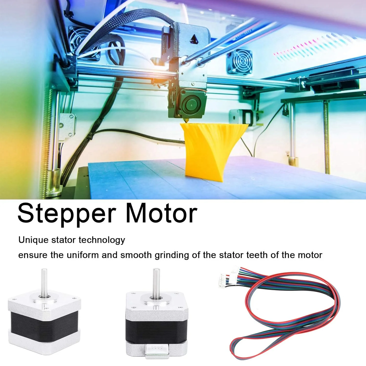 موتور پله ای 1.8° 2 فاز 42 برای پرینتر سه بعدی، دستگاه حکاکی و سایر لوازم صنعتی، 1.2 آمپر، پیچش بالا 0.3 نیوتن متر