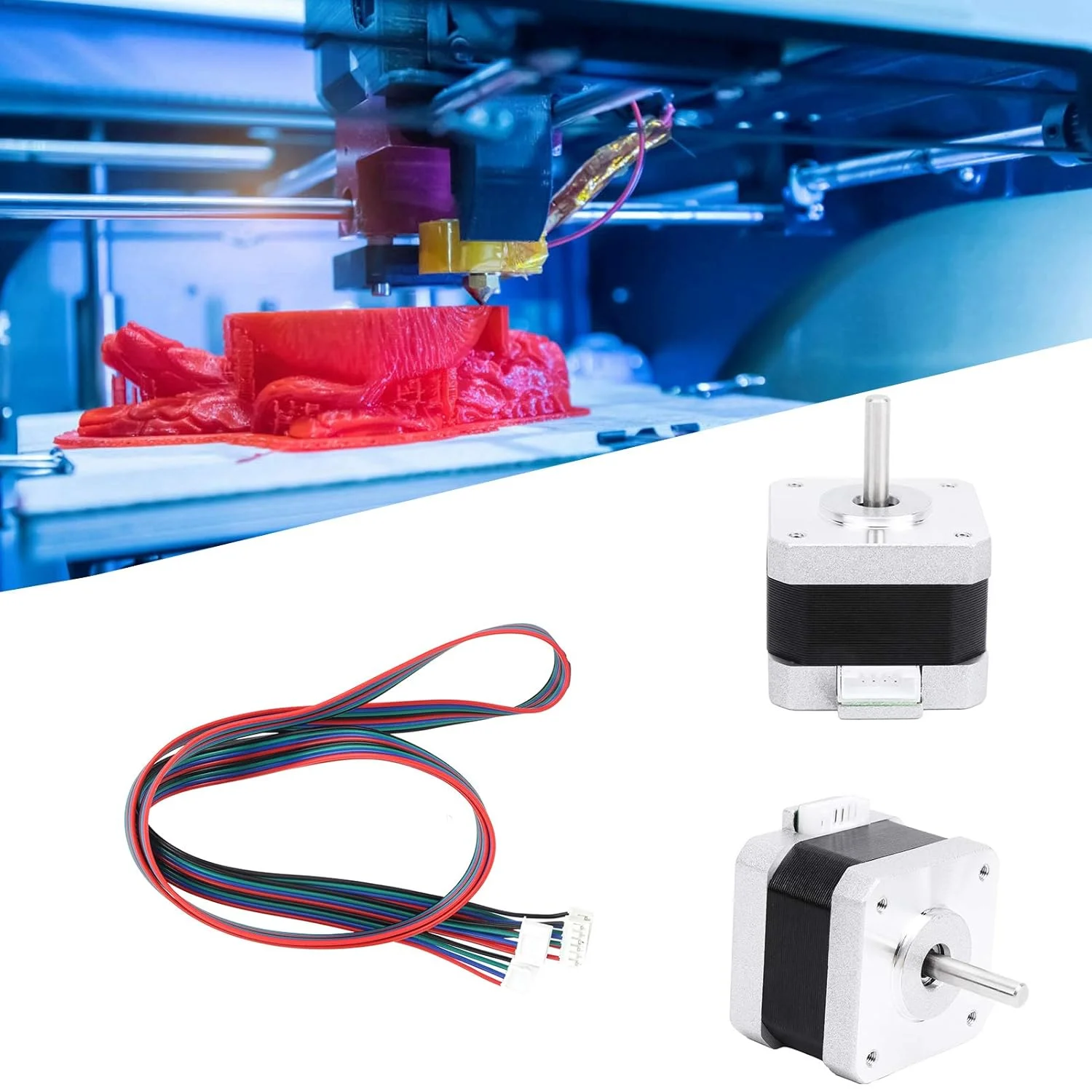 موتور پله ای 1.8° 2 فاز 42 برای پرینتر سه بعدی، دستگاه حکاکی و سایر لوازم صنعتی، 1.2 آمپر، پیچش بالا 0.3 نیوتن متر