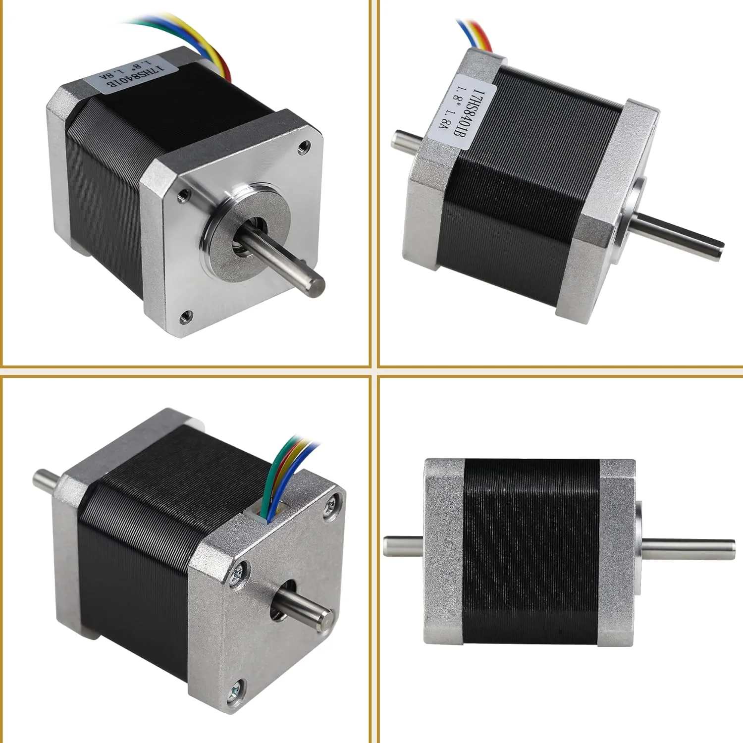 موتور پله ای CNCTOPBAOS Nema17، طول 48 میلی متر، 1.8 آمپر، دو شفت، مناسب برای پرینتر سه بعدی، فرز و دستگاه CNC مدل 17HS8401B