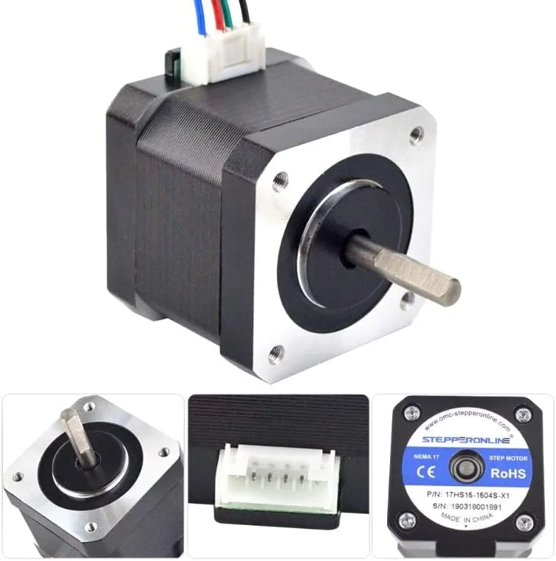 موتور پله‌ای سایز 17، 1.5 آمپر، 39 میلی‌متری با کابل 1 متری و کانکتور برای CNC/ پرینتر سه بعدی DIY - (قطر شفت: 17HS15-1504S)