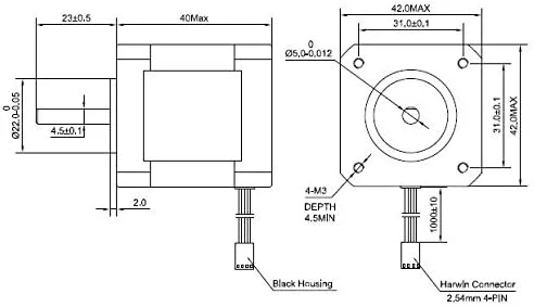 موتور پله ای STEPPERONLINE Nema 17 دو قطبی 40mm 45Ncm 2A 4 سیمه مناسب پرینتر سه بعدی و CNC