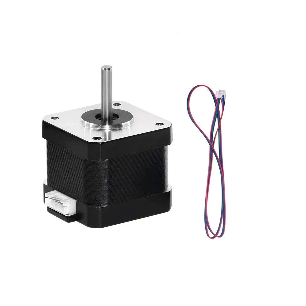موتور پله ای Nema 17 دو قطبی 2A 59Ncm (84oz.in) بدنه 48mm با 4 سیم به همراه کابل 1 متری و کانکتور پرینتر سه بعدی