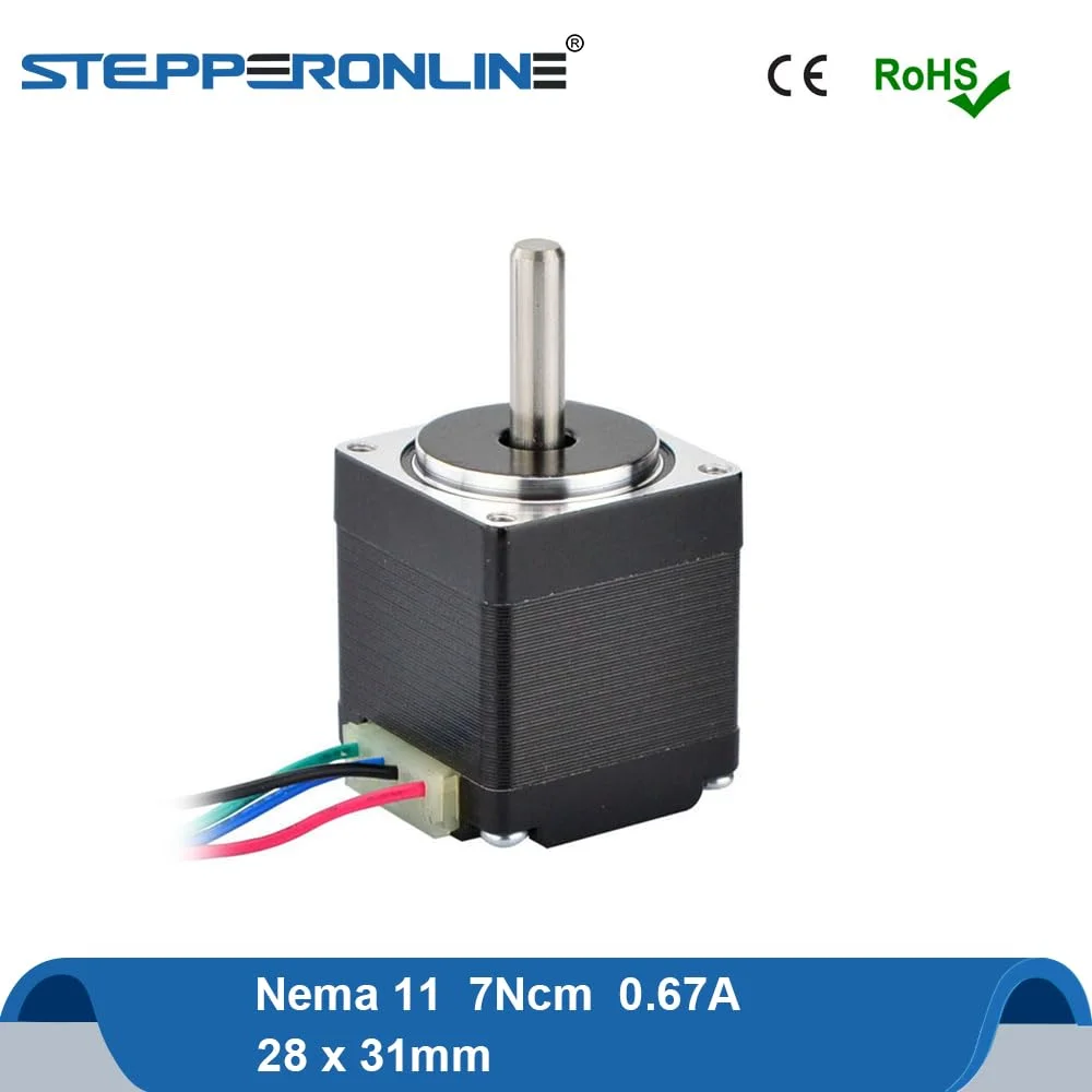 موتور پله ای مینیاتوری برای موتور پله ای Nema 11، 4 سیم، 0.67 آمپر، 6Ncm، 28x31mm برای CNC XYZ و پرینتر سه بعدی DIY - (نوع: A)