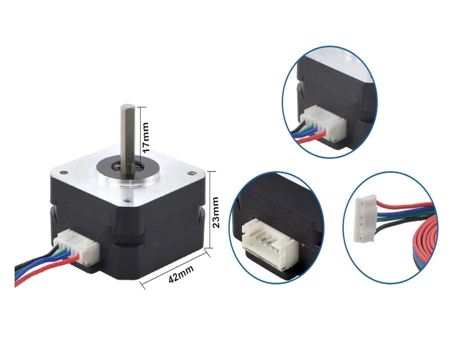 موتور پله ای سایز 17، 17Ncm، 42x23mm، موتور دو فاز 1 آمپر برای پرینتر سه بعدی و CNC