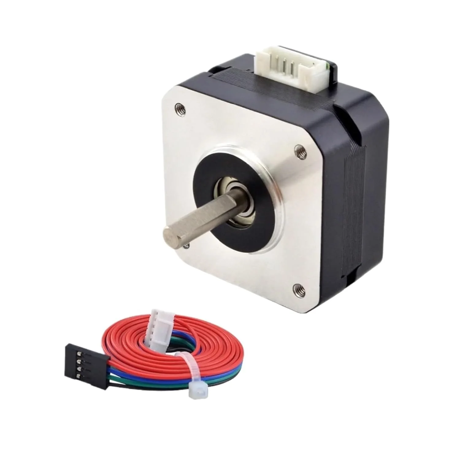 یک عدد موتور پله ای Nema 17، 17Ncm، 42x23mm، دو فاز، 1 آمپر، برای پرینتر سه بعدی، CNC، موتور XYZ