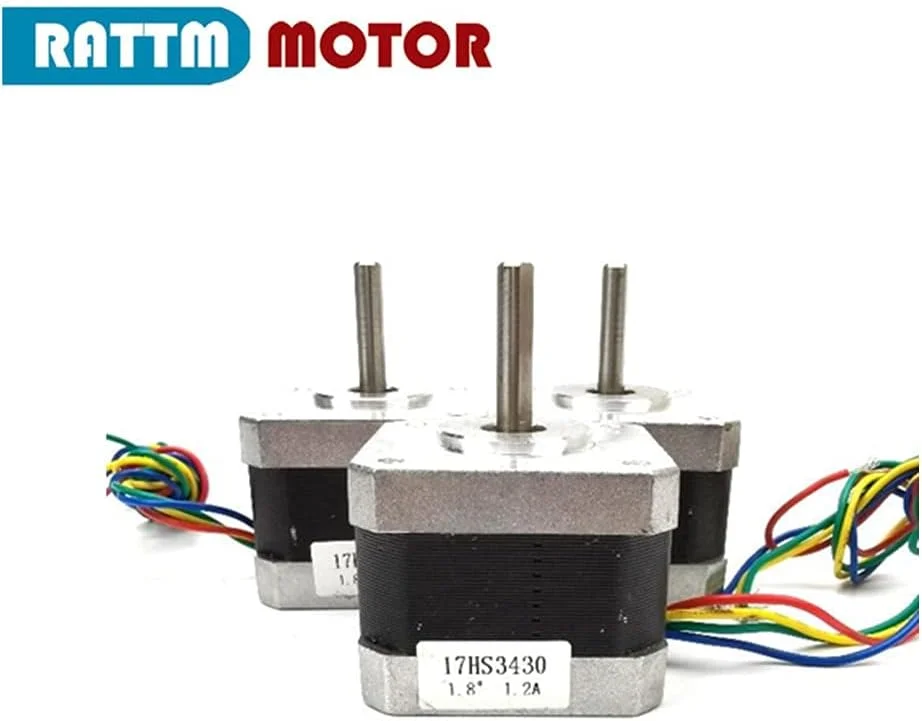 یک عدد موتور پله ای سایز 17 مدل 17HS3430 با جریان 1.2 آمپر و طول 34 میلی متر مناسب برای پرینتر سه بعدی