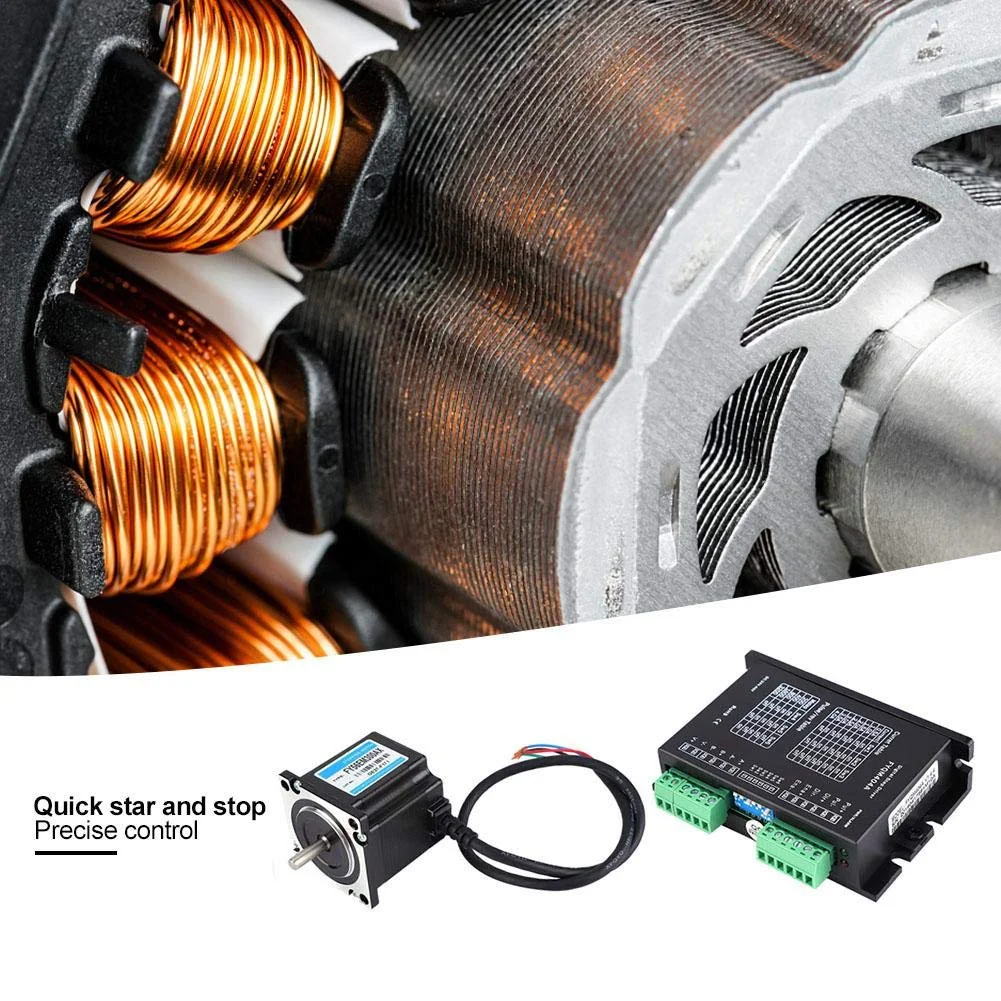 موتور پله ای، 24 ولت/3 آمپر Nema 23 2 فاز 1500 دور در دقیقه، درایور موتور پله ای 1NM 1.8 درجه، کنترل صنعتی، پاسخ سریع، دارای گواهینامه CE برای پرینتر سه بعدی، دستگاه CNC