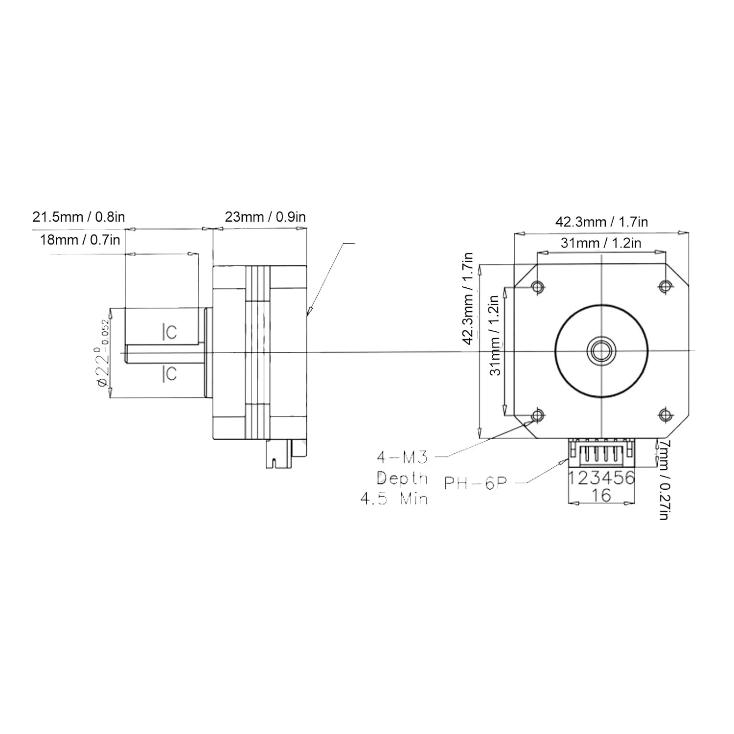 موتور پله ای کوچک، لختی روتور ۲۴ g.cm²، موتور پله ای ۴۲، ۲ فاز ۱.۸ درجه گشتاور بالا نویز کم، برای پرینترهای سه بعدی