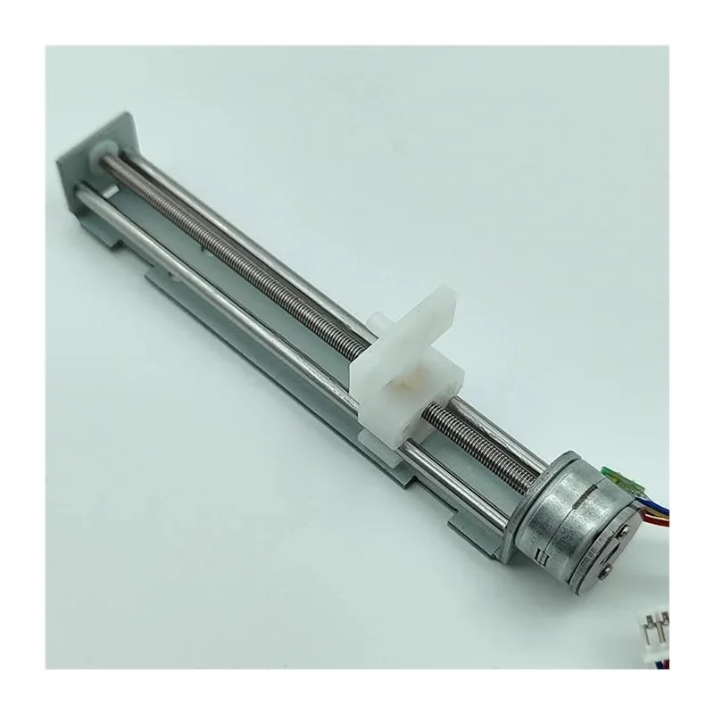 استپ موتور خطی 80 میلی‌متری با طول حرکت 15 میلی‌متر، استارتر الکترونیکی DC 5V 6V دو فاز 4 سیمه به همراه میله پیچی بلند برای موتورهای پرینتر سه بعدی و لیزر