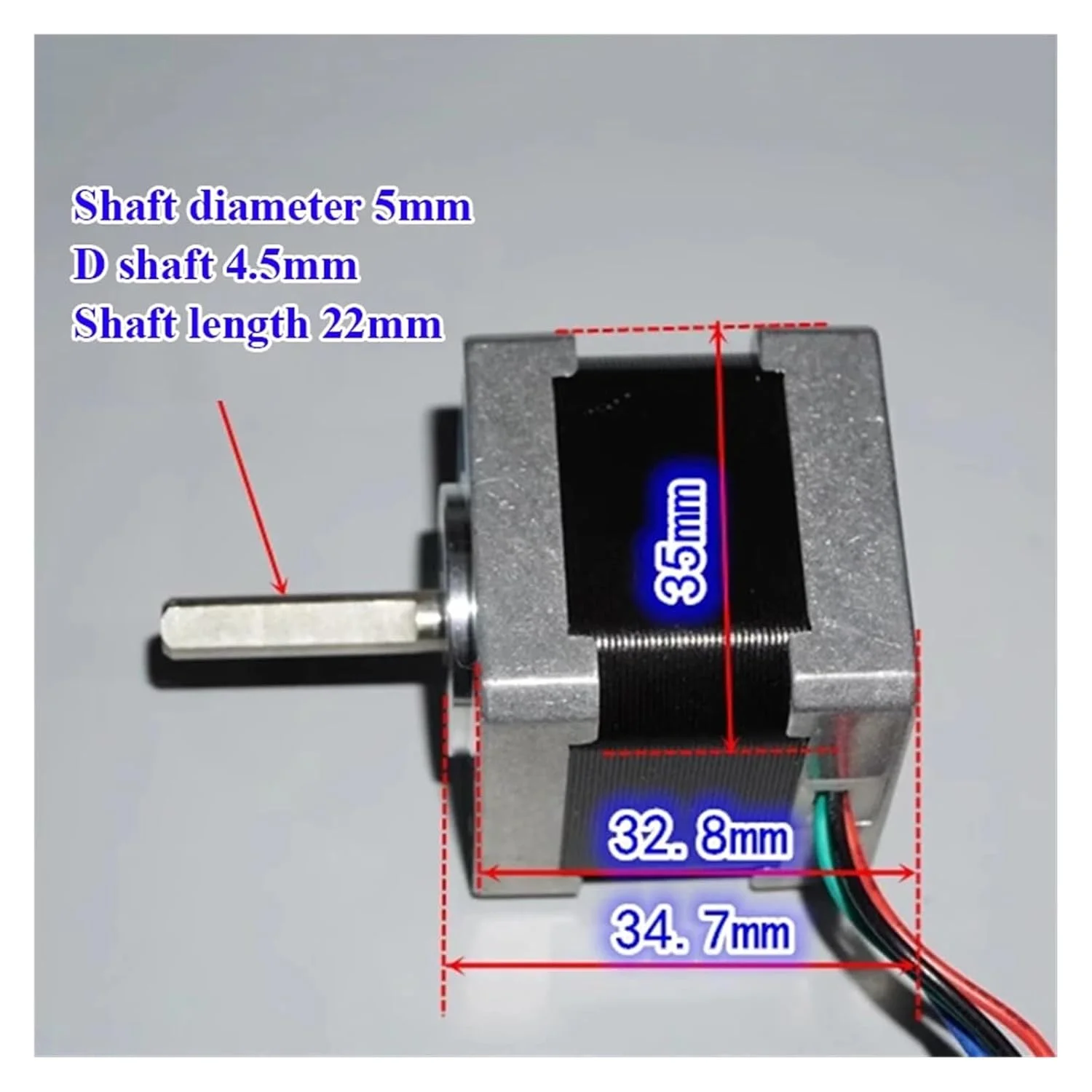 استارتر الکترونیکی استپر NEMA 14 35MM با زاویه 1.8 درجه، 2 فاز، 4 سیم، بلبرینگ دوتایی، شفت D شکل 5 میلی متری برای پرینتر سه بعدی، CNC، موتور ربات
