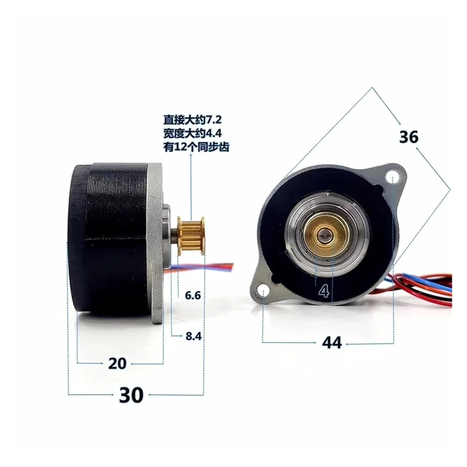 استارتر الکترونیکی استپر هیبریدی 36 میلی‌متری گرد 0.9 درجه، 2 فاز 4 سیم، چرخ قرقره استپینگ الکترونیکی برای پرینتر سه بعدی، موتور CNC ربات