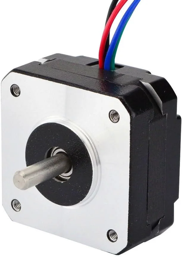 موتور پله ای دو قطبی Nema 17 با زاویه گام 0.9 درجه، 1.2 آمپر، 11Ncm، ابعاد 42x42x20mm، 4 سیم