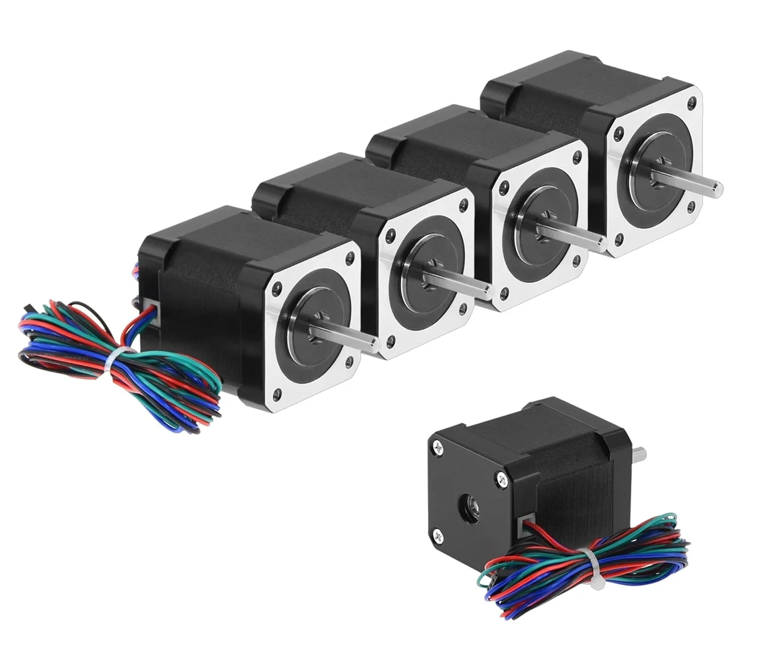 موتور پله ای Nema 17، 2A، موتور پله ای دو قطبی، 59Ncm، گشتاور بالا، 48mm، 4 سیم با کابل 1 متری و کانکتور برای پرینتر سه بعدی، دستگاه های CNC و پروژه های DIY (5 عدد)