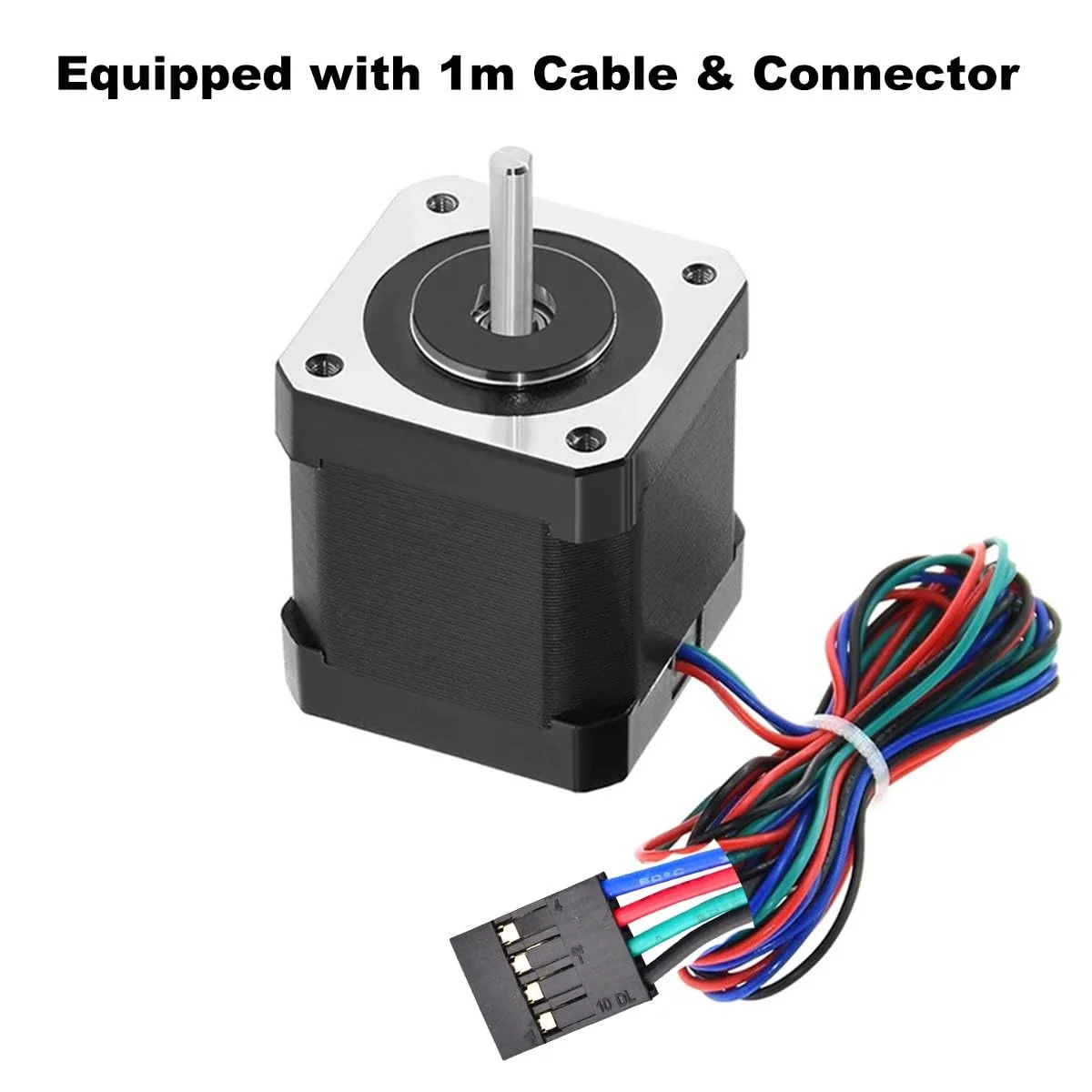 موتور پله ای Nema 17، 2A، موتور پله ای دو قطبی، 59Ncm، گشتاور بالا، 48mm، 4 سیم با کابل 1 متری و کانکتور برای پرینتر سه بعدی، دستگاه های CNC و پروژه های DIY (5 عدد)