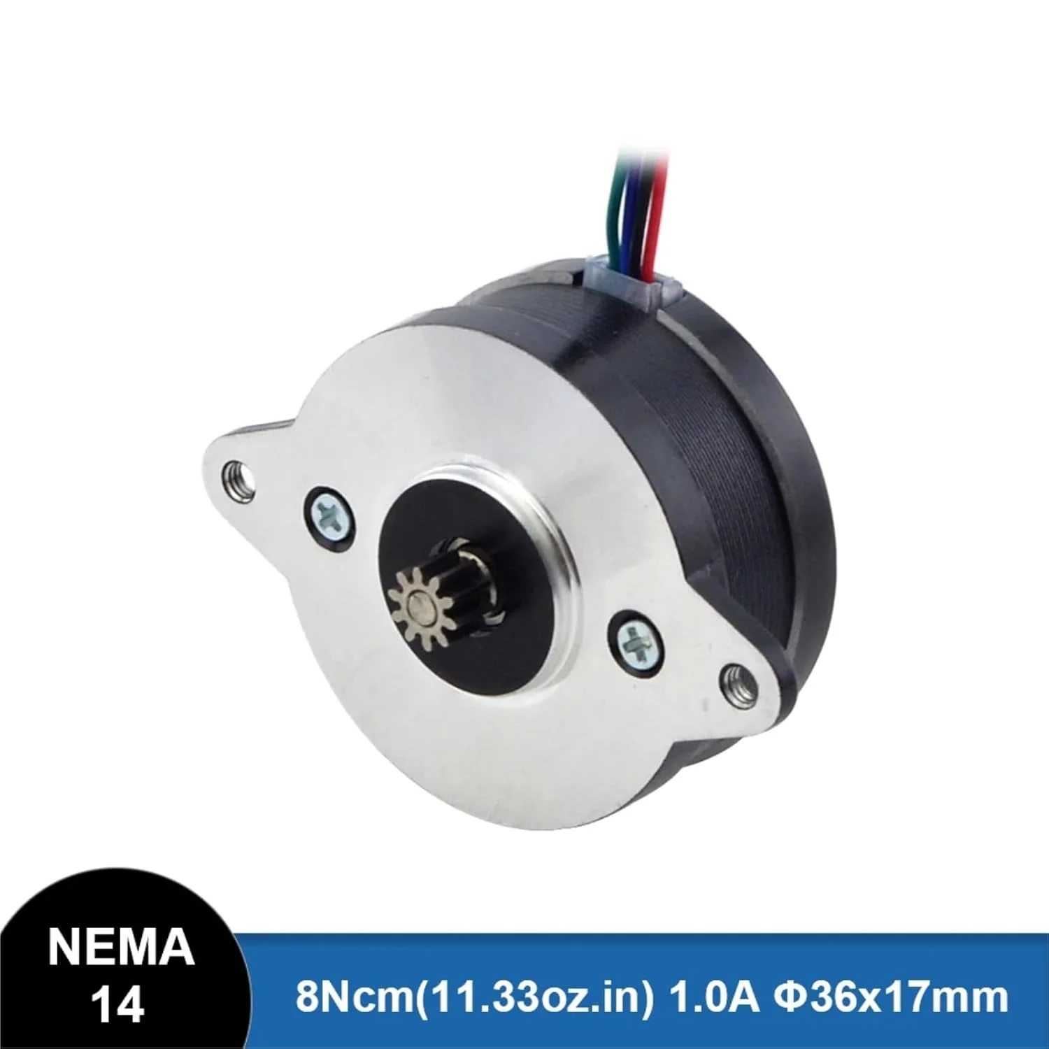 یک عدد موتور پله ای Nema 14 گرد دو قطبی 0.9 درجه 8Ncm 1.0A Φ36x17mm 4 سیم برای پرینتر سه بعدی دستگاه حکاکی CNC - سری E