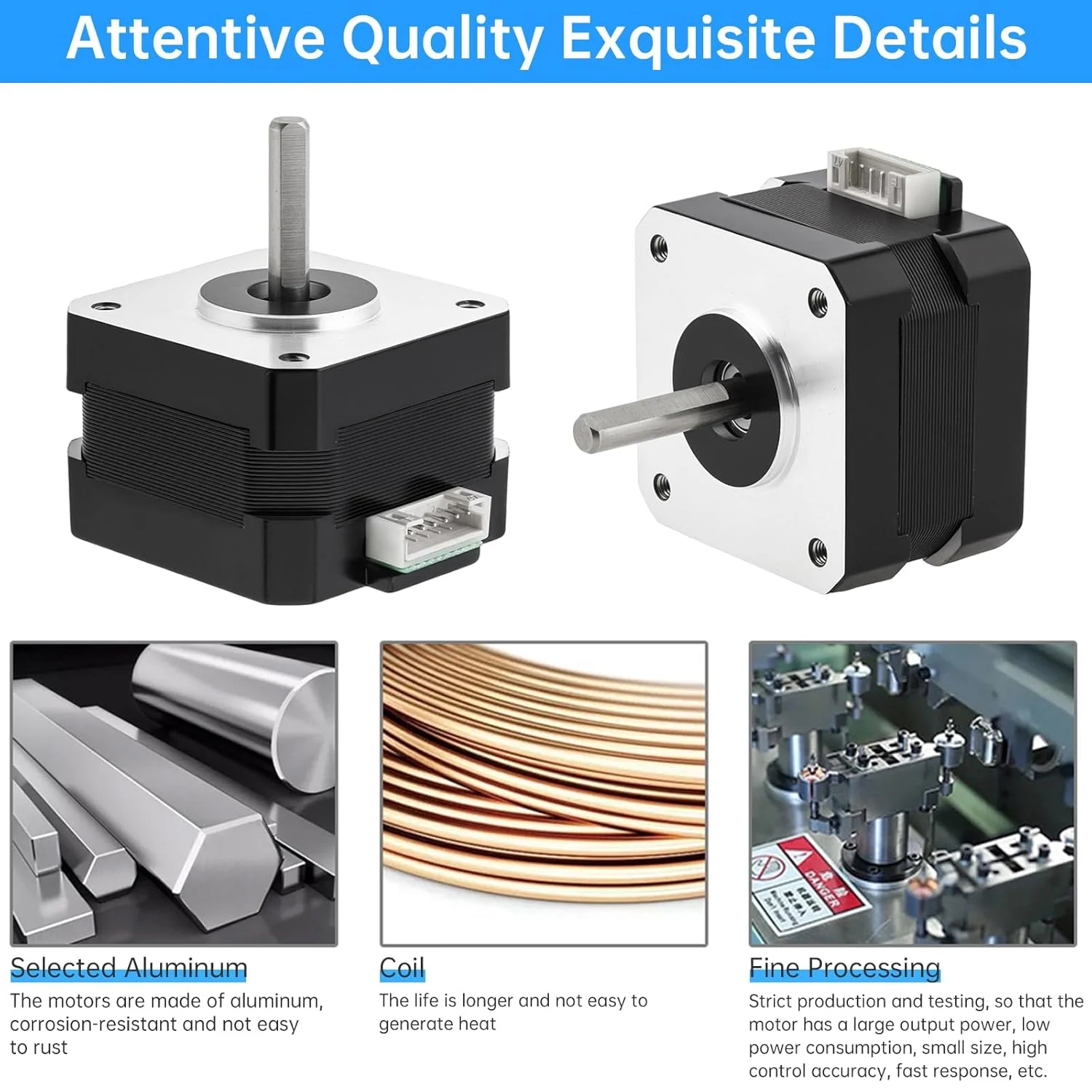 موتور پله ای Nema 17، 28 میلی متر، دو قطبی، 0.8 آمپر، 24N.cm (33oz.in)، موتور 42، 2 فاز، 4 سیم، موتور پله ای دو قطبی 1.8 درجه برای پرینتر سه بعدی CNC DIY به همراه کابل اتصال و براکت نصب