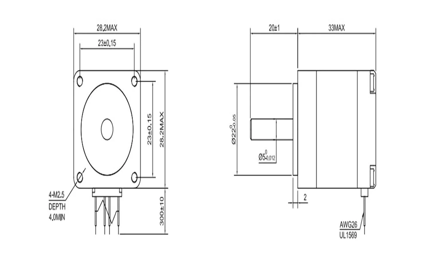 موتور پله ای سایز ۱۱، ۰.۶۷ آمپر، ۷ نیوتن سانتی متر، ۲۸x۲۸x۳۱ میلی متر، ۴ سیم برای پرینتر سه بعدی DIY و CNC XYZ
